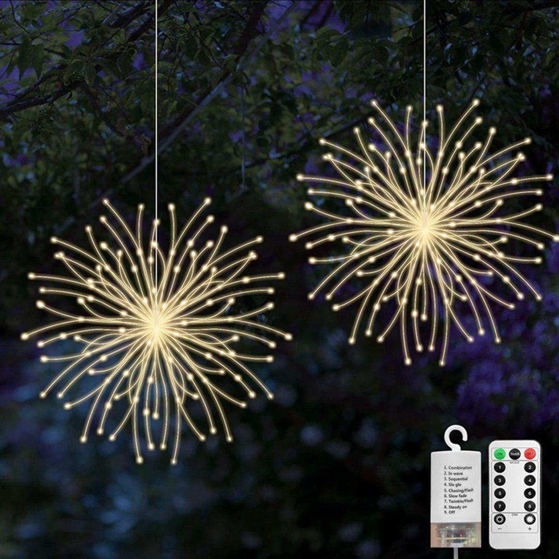 DAYUT LED-Lichterkette Weihnachtsdekoration, 2 Stück Feuerwerk Lichterketten | Lichterketten