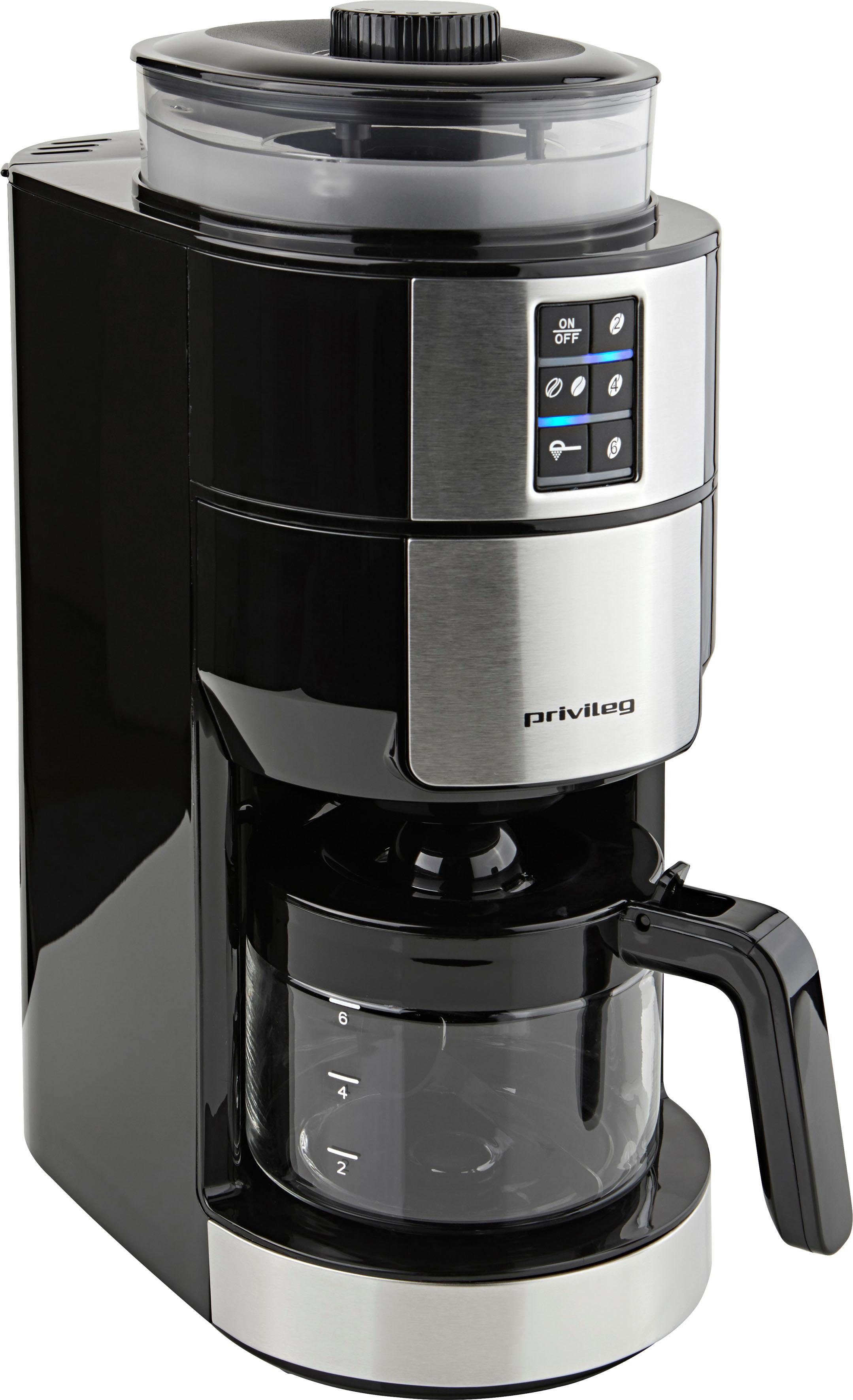 Privileg Kaffeemaschine mit Mahlwerk CM1121-GS, Papierfilter 1x2, Individueller Mahlgrad, programmierbare Kaffeestärke, Warmhalteplatte