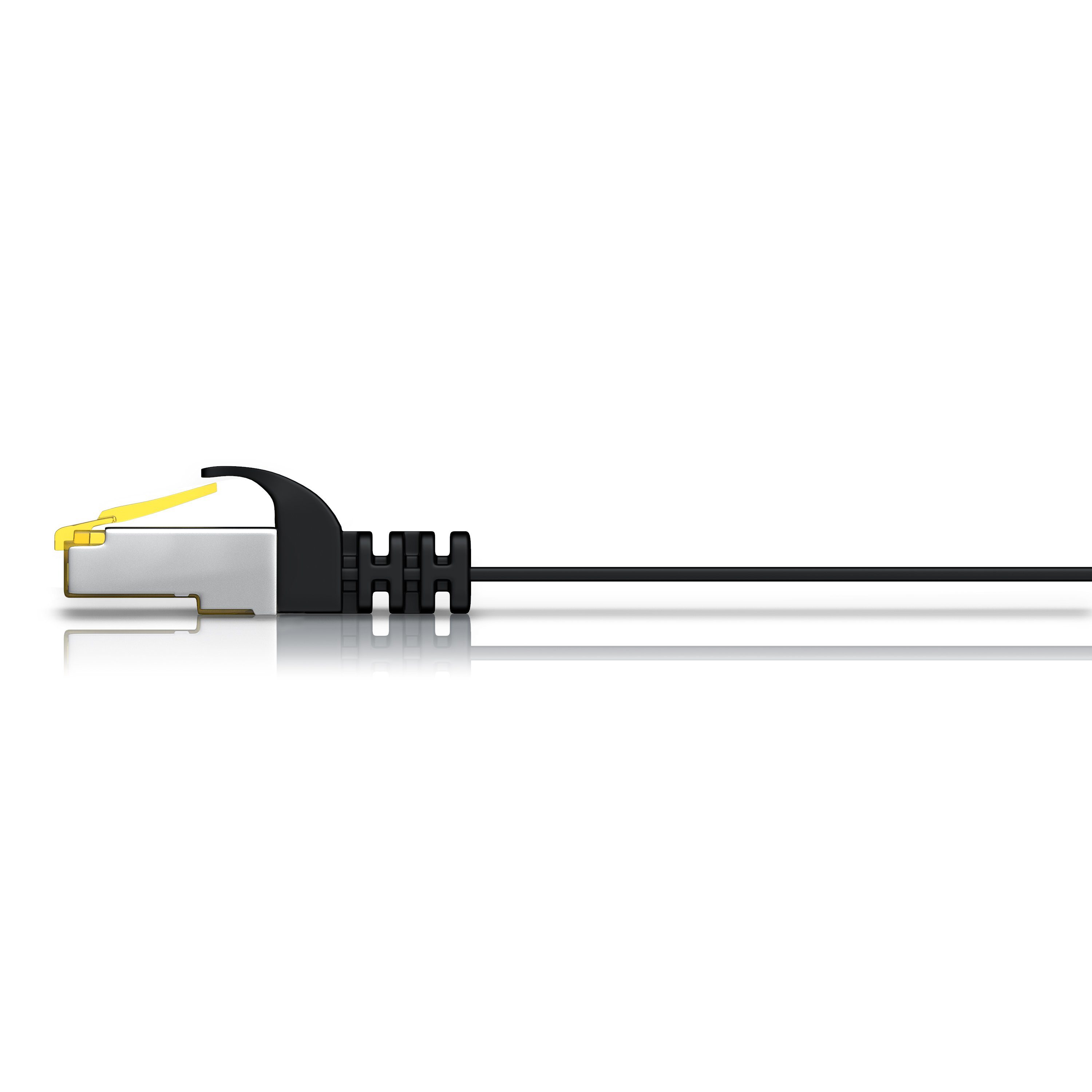Primewire LAN-Kabel, CAT.7, RJ-45 (Ethernet) (100 cm), CAT 7 Flachband Gigabit Netzwerkkabel 10 Gbit/s Patchkabel flach 1m