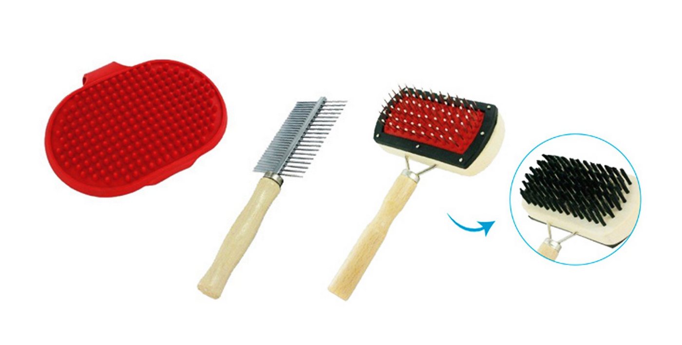 Thumbnail - Stolz GmbH Fellbürste HAUSTIER FELLBÜRSTE SET 3-tlg. Tierbürste Hundebürste Katzenbürste 19, (3-tlg), Rupfbürste Flohkam...