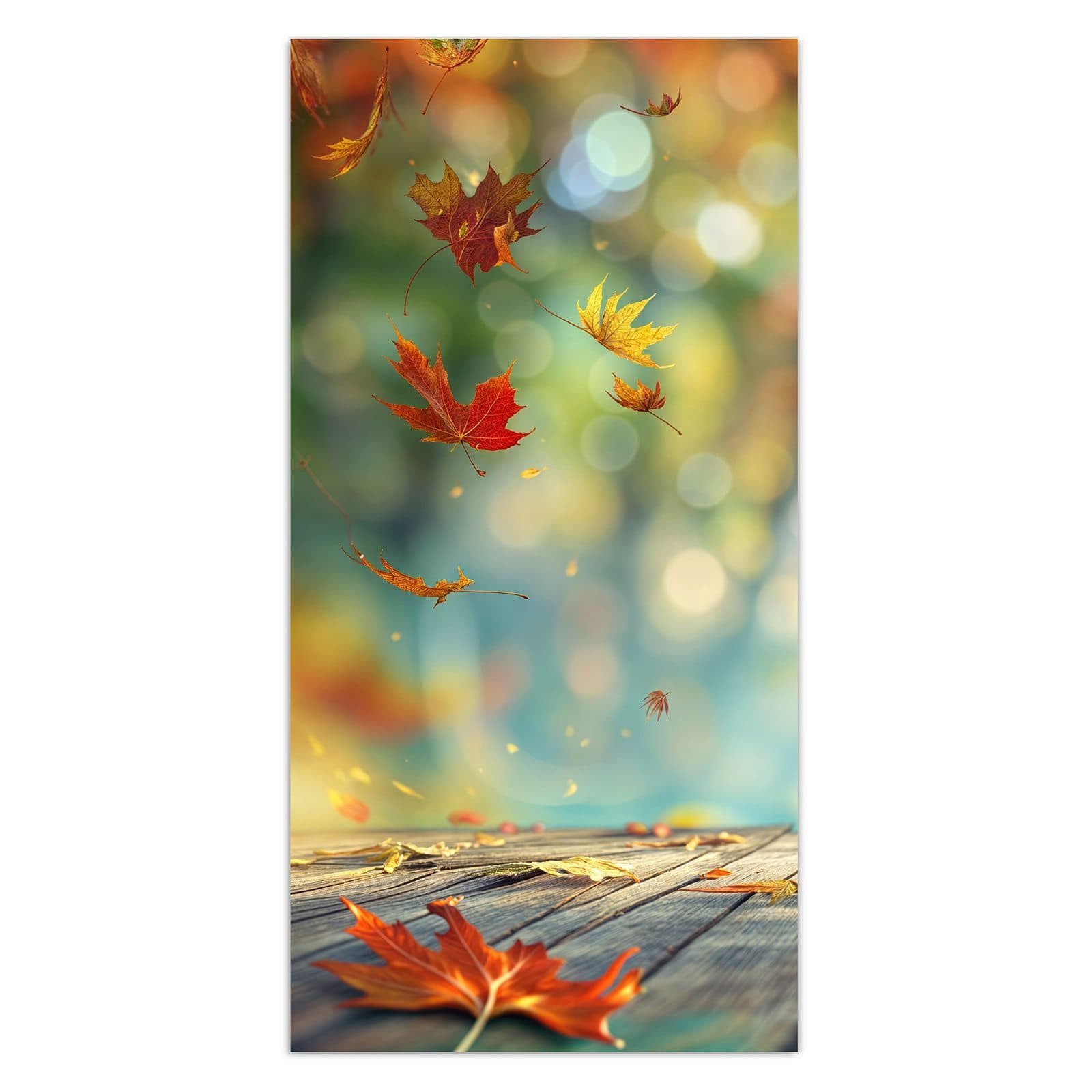 Primedeco Glasbild Wandbild Herbstlaub Wald mit Aufhängung, Jahreszeiten (21 verschiedene Größen, 1 St), Elegante Aufhängung