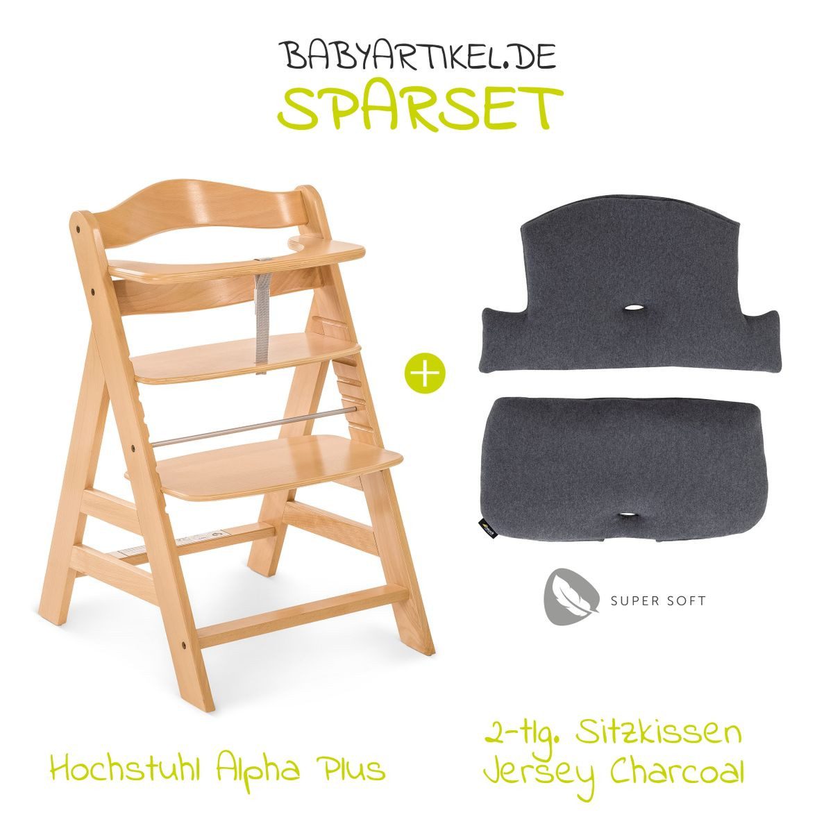 Hauck Hochstuhl Alpha Plus Natur (Set), Mitwachsender Holz Baby Kinderhochs günstig online kaufen