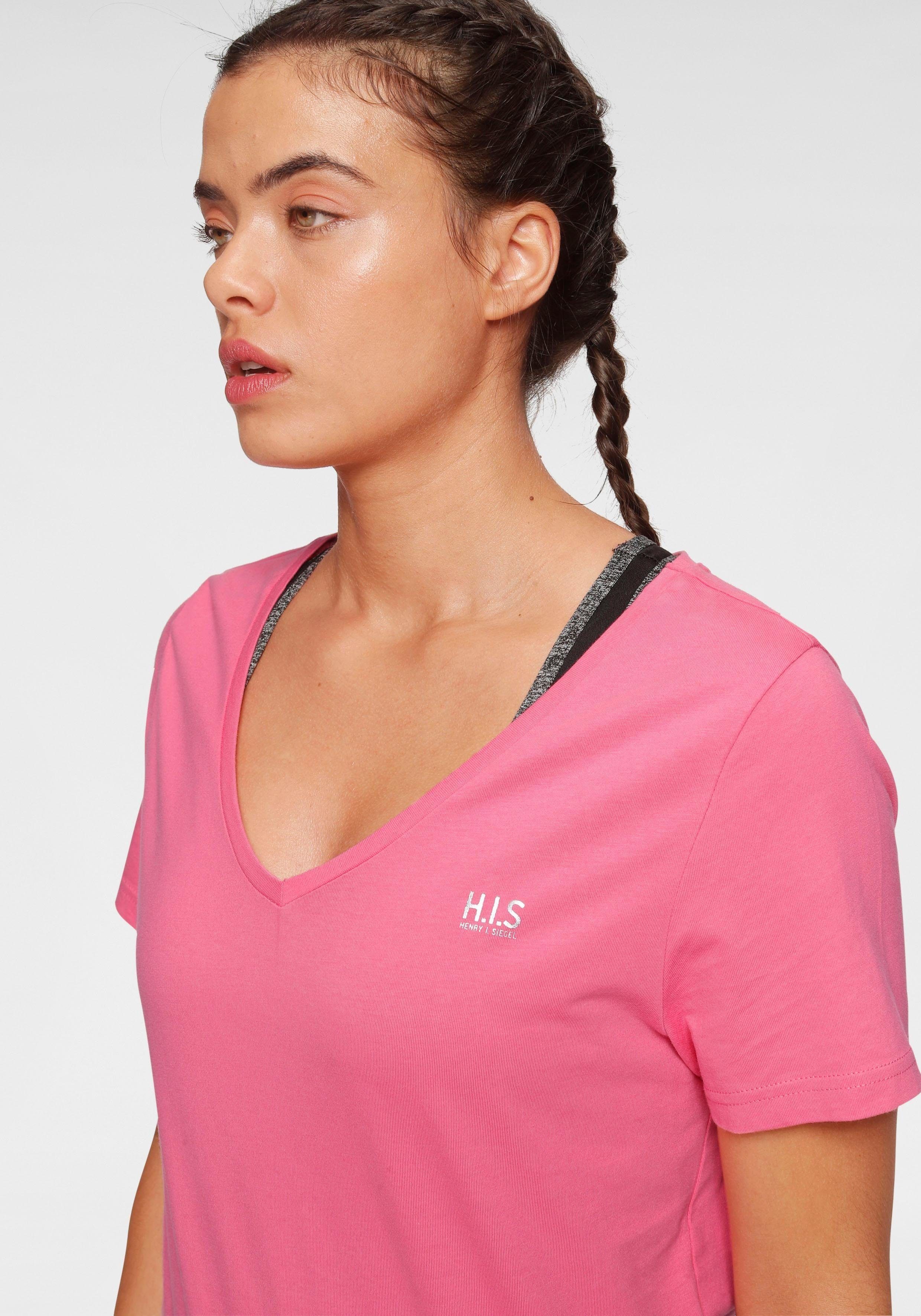 rauchblau H.I.S pink, Essential-Basics 3er-Pack) (Spar-Set, Große Größen schwarz, T-Shirt