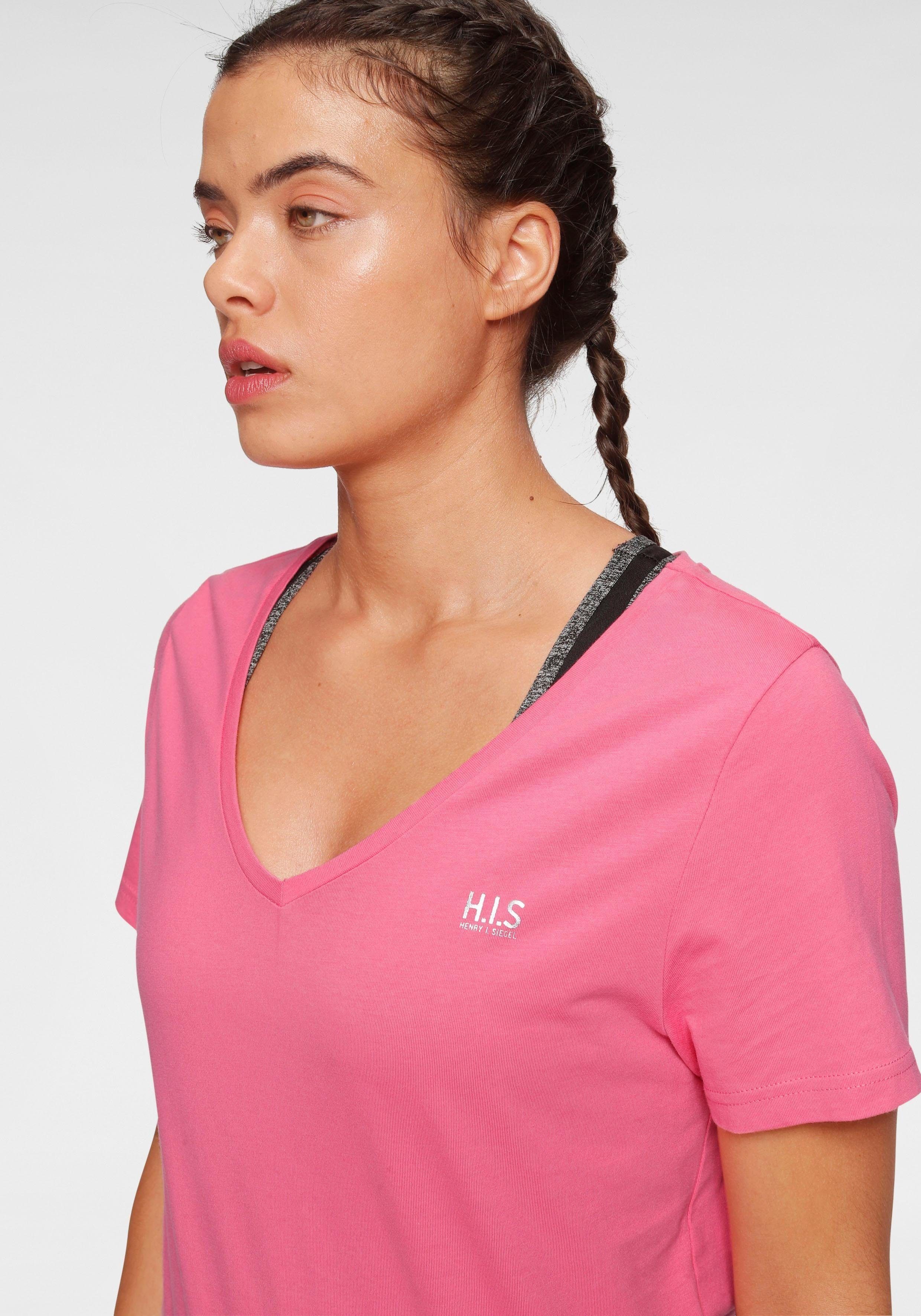 H.I.S T-Shirt Essential-Basics (3er-Pack) figurumspielender Schnitt, aus Baumwolle