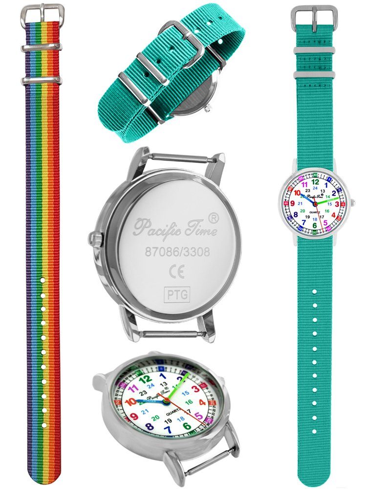 - Pacific Versand Armband Regenbogen + Einhorn farbiges Gratis Time Quarzuhr, türkis
