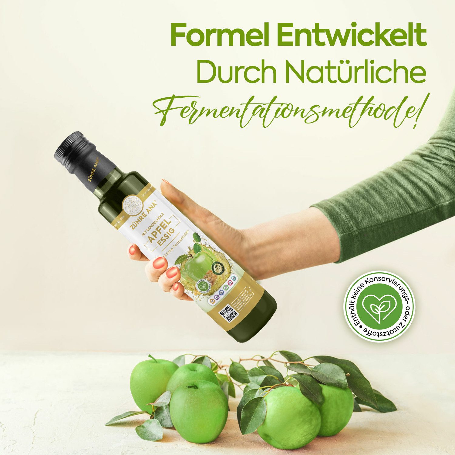 Zühre Ana® Sandaloz-Siegel Apfelessig Natürliche Fermentation 500 ml Essig, 500 ml, Sandaloz-Siegel Apfelessig Natürliche Fermentation 500 ml