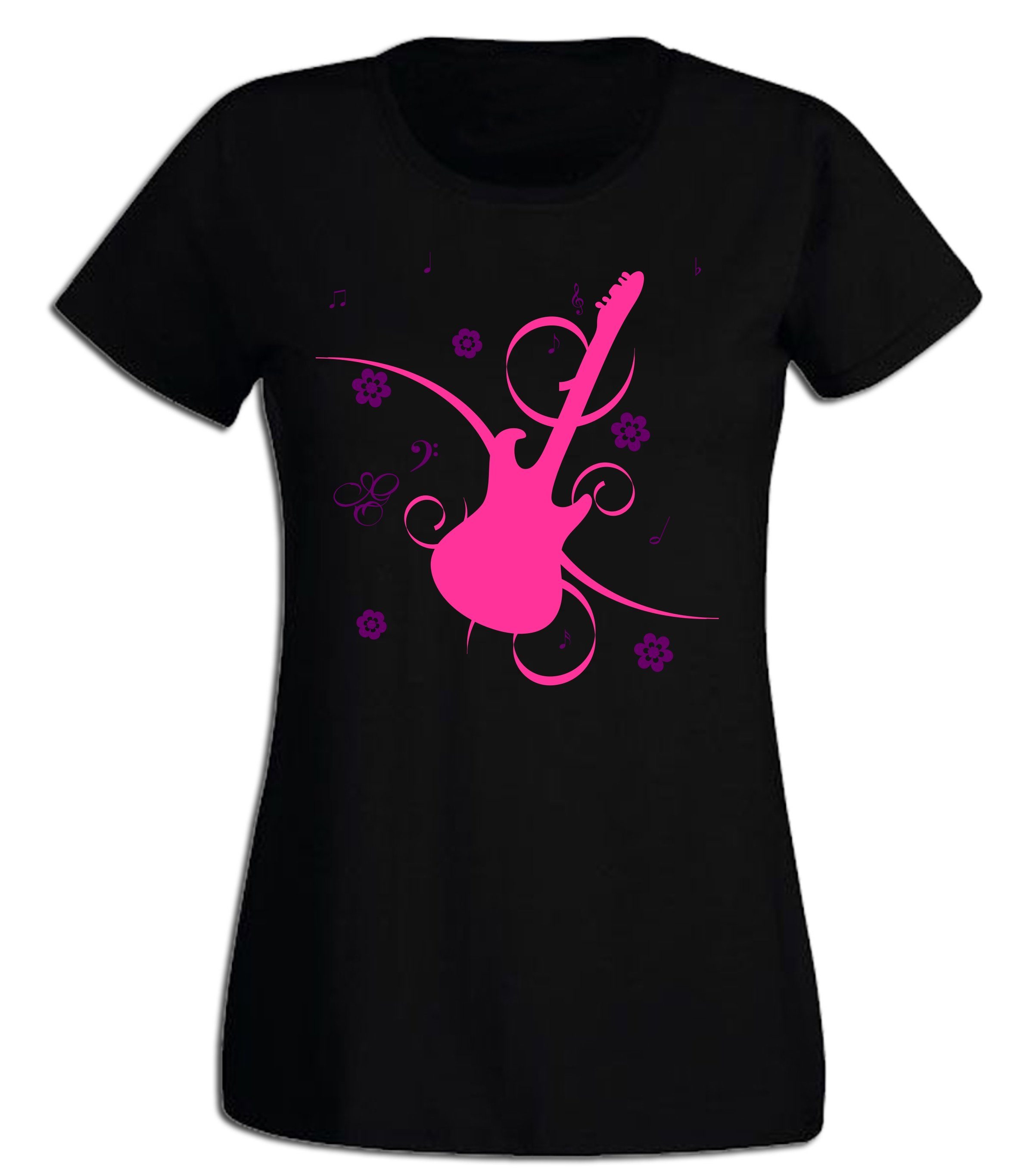 G-graphics T-Shirt Gitarre Slim-fit Damen T-Shirt aus unserer Pink-Purple-C günstig online kaufen