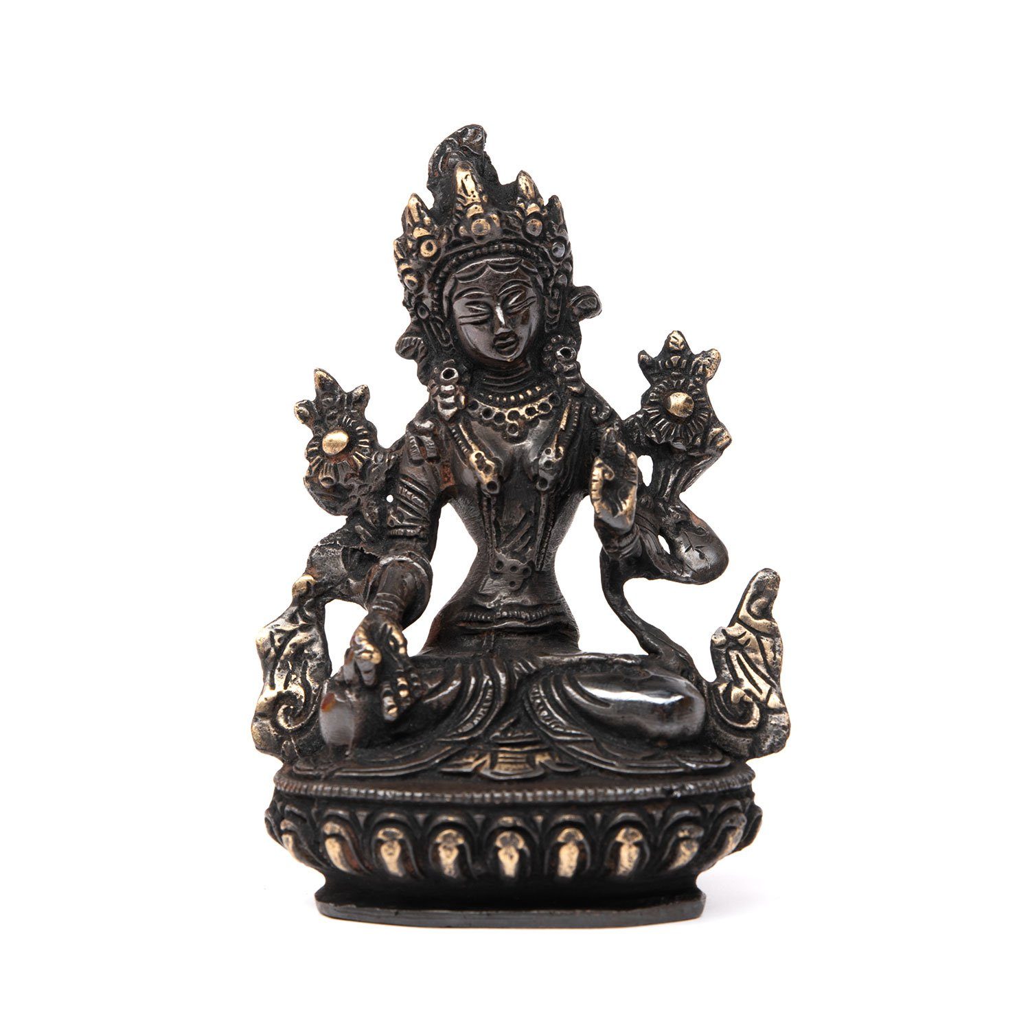 bodhi Dekofigur Weiße Tara Figur, schwarz, Messing, 14 cm