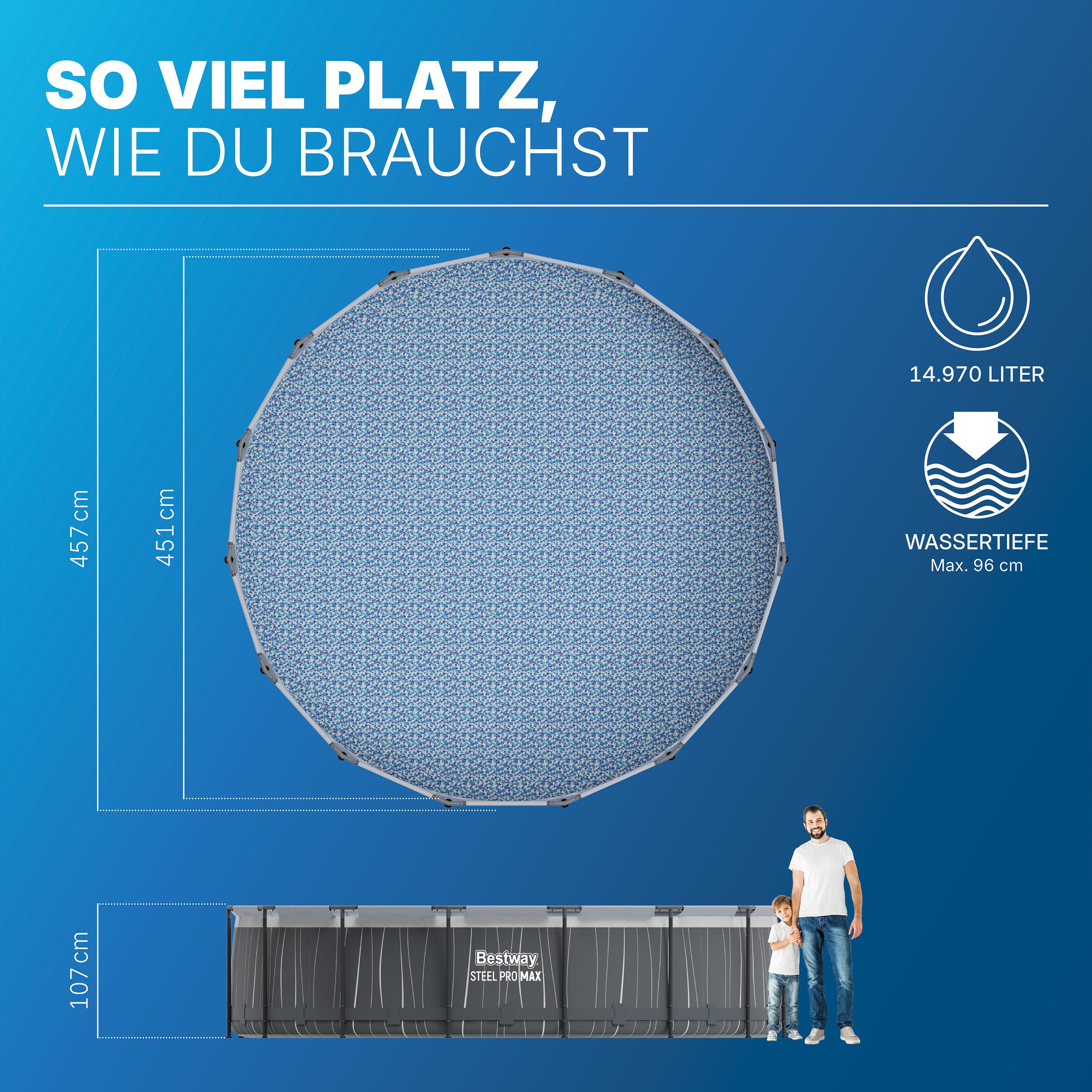 Bestway Framepool Steel Pro MAX (Packung, ohne Zubehör), Ø 457 x 107 cm