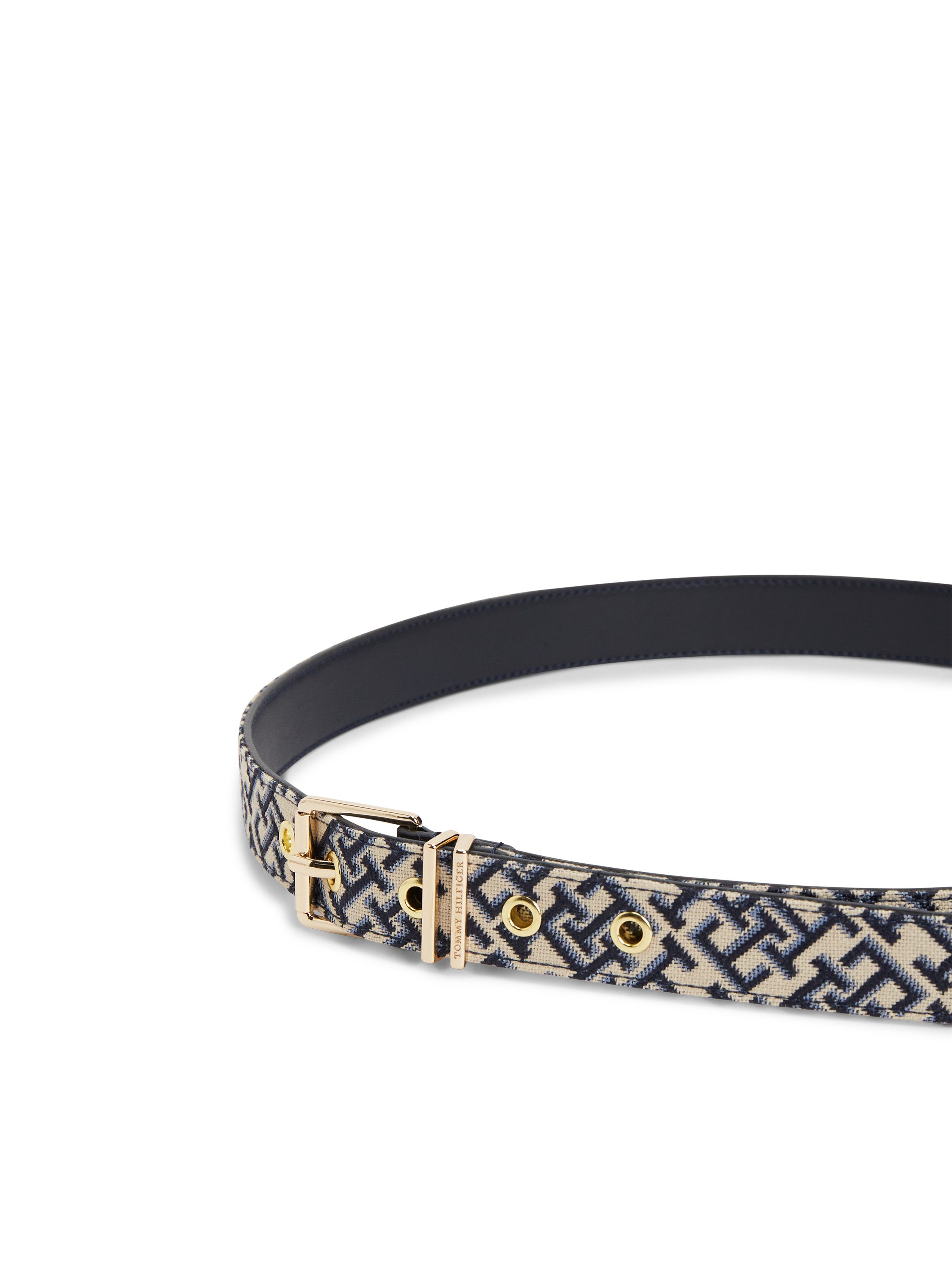 Tommy Hilfiger Synthetikgürtel TH SQUARE Jacquard-Gürtel mit doppelter Gürtelschlaufe und eckiger Schnalle