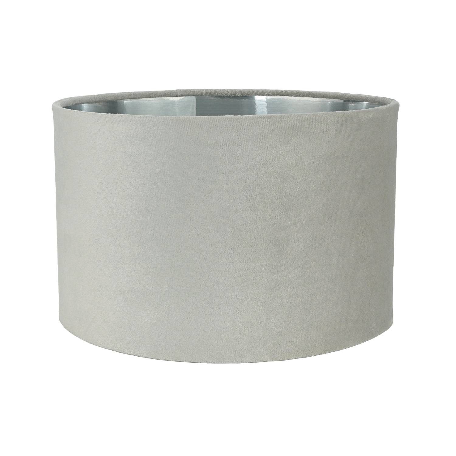 Licht-Erlebnisse Lampenschirm GIRONA, in Hellgrau Silber gebürstet D: 28 cm Stoff Modern Flur