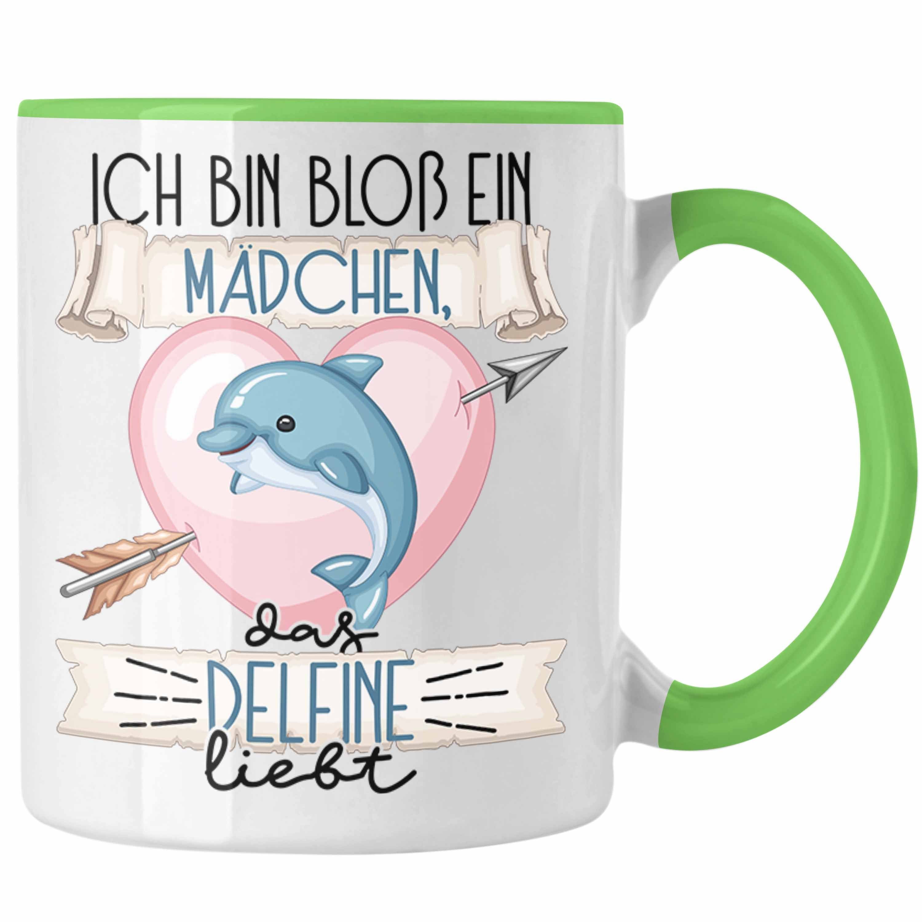 Trendation Tasse Delfine Tasse Geschenk Frauen Ich Bin Bloß Ein Mädchen Das Delfine Lie Grün
