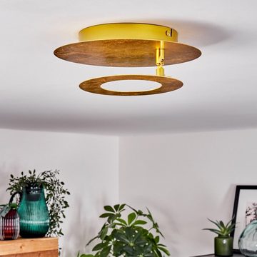 hofstein Wandleuchte moderne Wandlampe aus Metall in Goldfarben, LED fest integriert, 3000 Kelvin, mit verstellbarem Schirm und Lichteffekt, LED 8 Watt, 550 Lumen