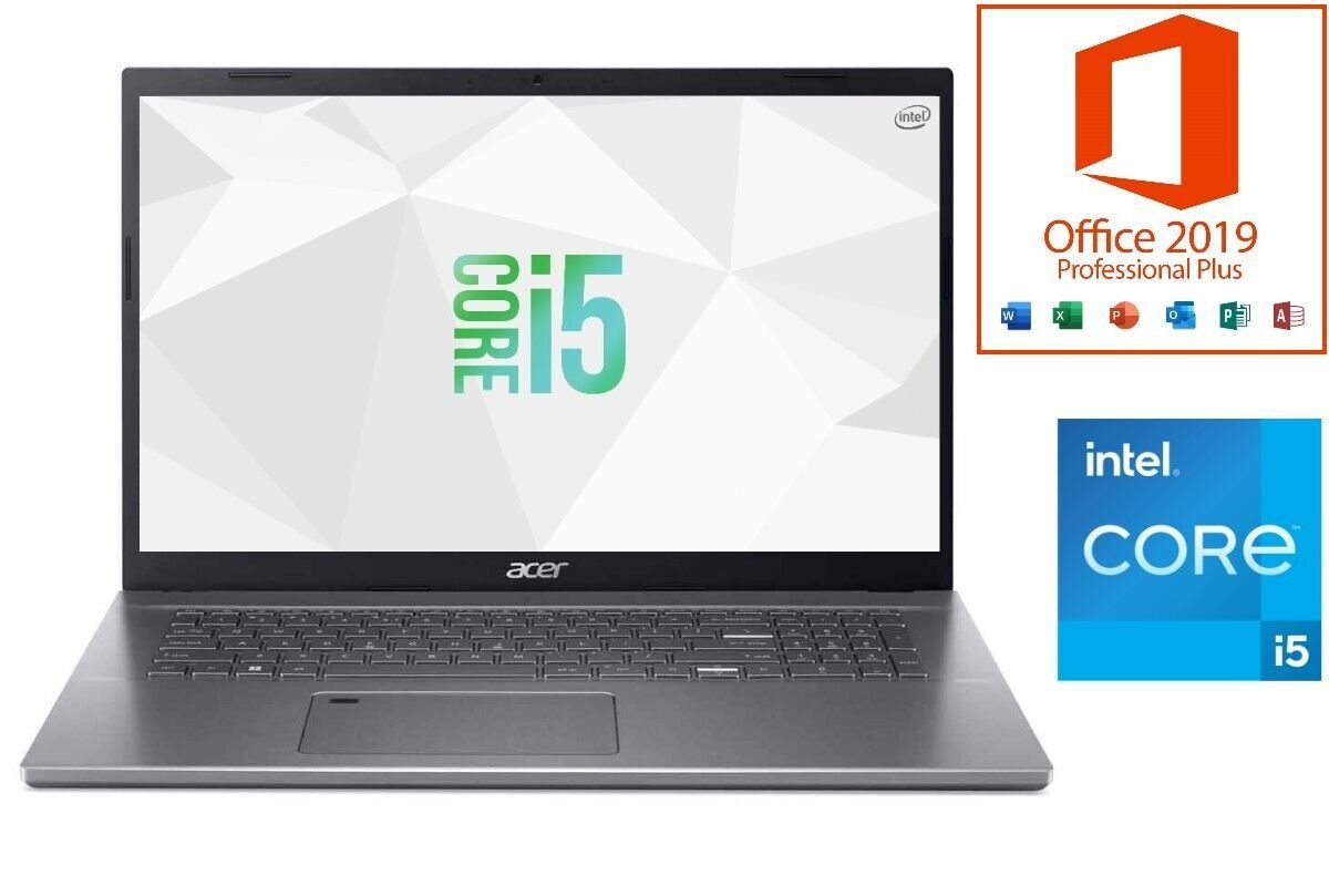 Acer Aspire A517-53, 8GB RAM, Notebook (44,00 cm/17.3 Zoll, Intel Core i5  1235U, Iris Xe, 500 GB SSD, Windows 11 Professional 64Bit + MS Office 2019  Plus)