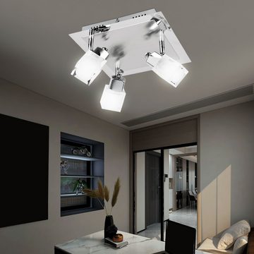 etc-shop LED Deckenspot, LED-Leuchtmittel fest verbaut, Warmweiß, COB 15 Watt LED Decken Wand Beleuchtung Schlafzimmer silber Glas