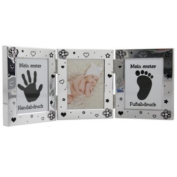 Kamelio Neugeborenen-Geschenkset Babyset für Neugeborene Geschenkset Baby Babyparty (Set, 4-tlg., Bilderrahmen, 2 Dosen, 1 Rolle)