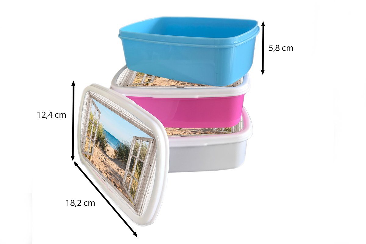 Wasser - für (2-tlg), Hochgras, - Sand Durchblick Erwachsene, Mädchen, - Lunchbox Strand Snackbox, rosa Brotdose Kunststoff, MuchoWow Meer Brotbox - - - Kinder, Kunststoff Dünen