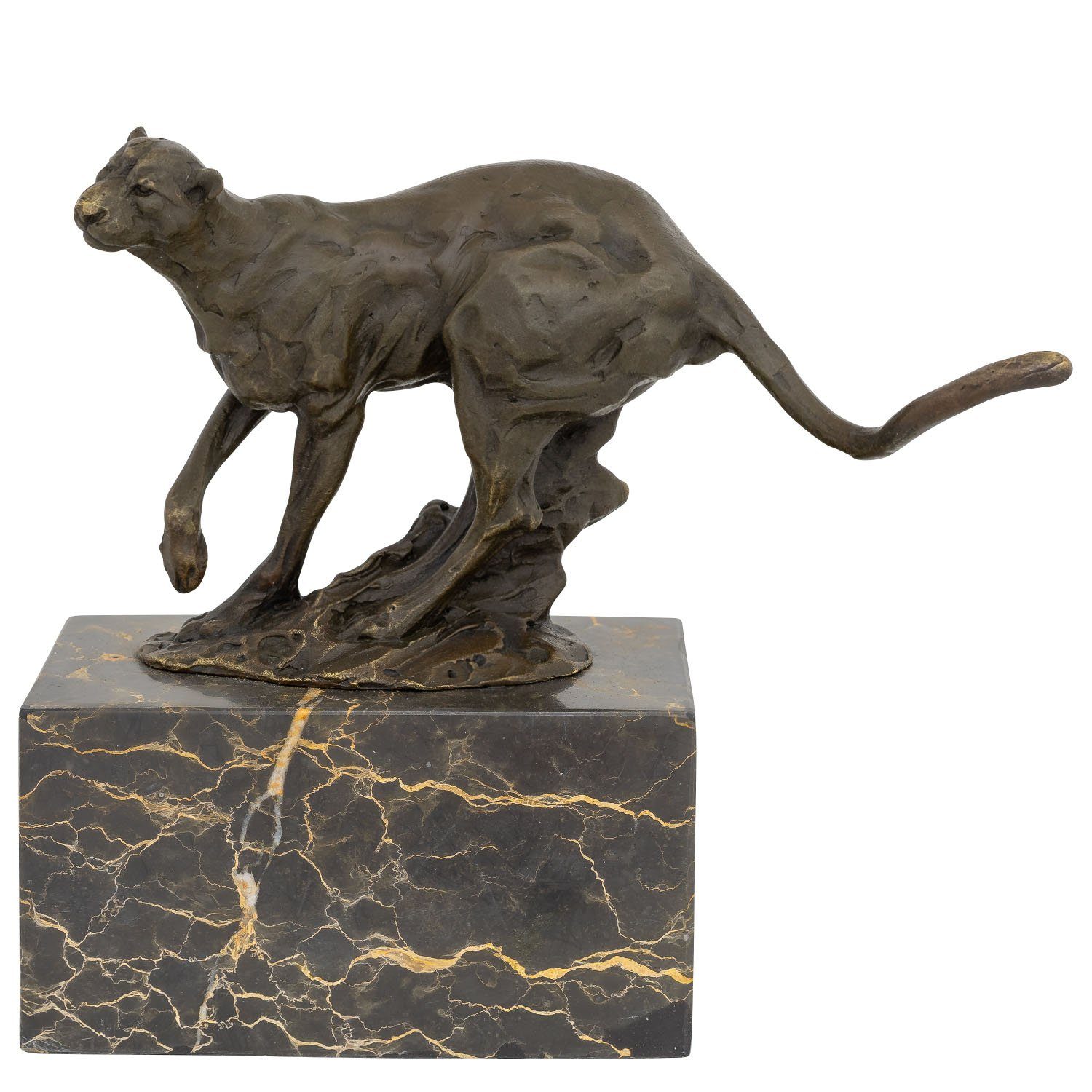 Figur Raubkatze 20cm Bronzeskulptur Aubaho Skulptur Antik-Stil Bronze Puma im