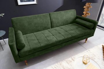 LebensWohnArt Sofa Elegantes Schlafsofa DIVANO 196cm grün Mikrovelours 3-Sitzer