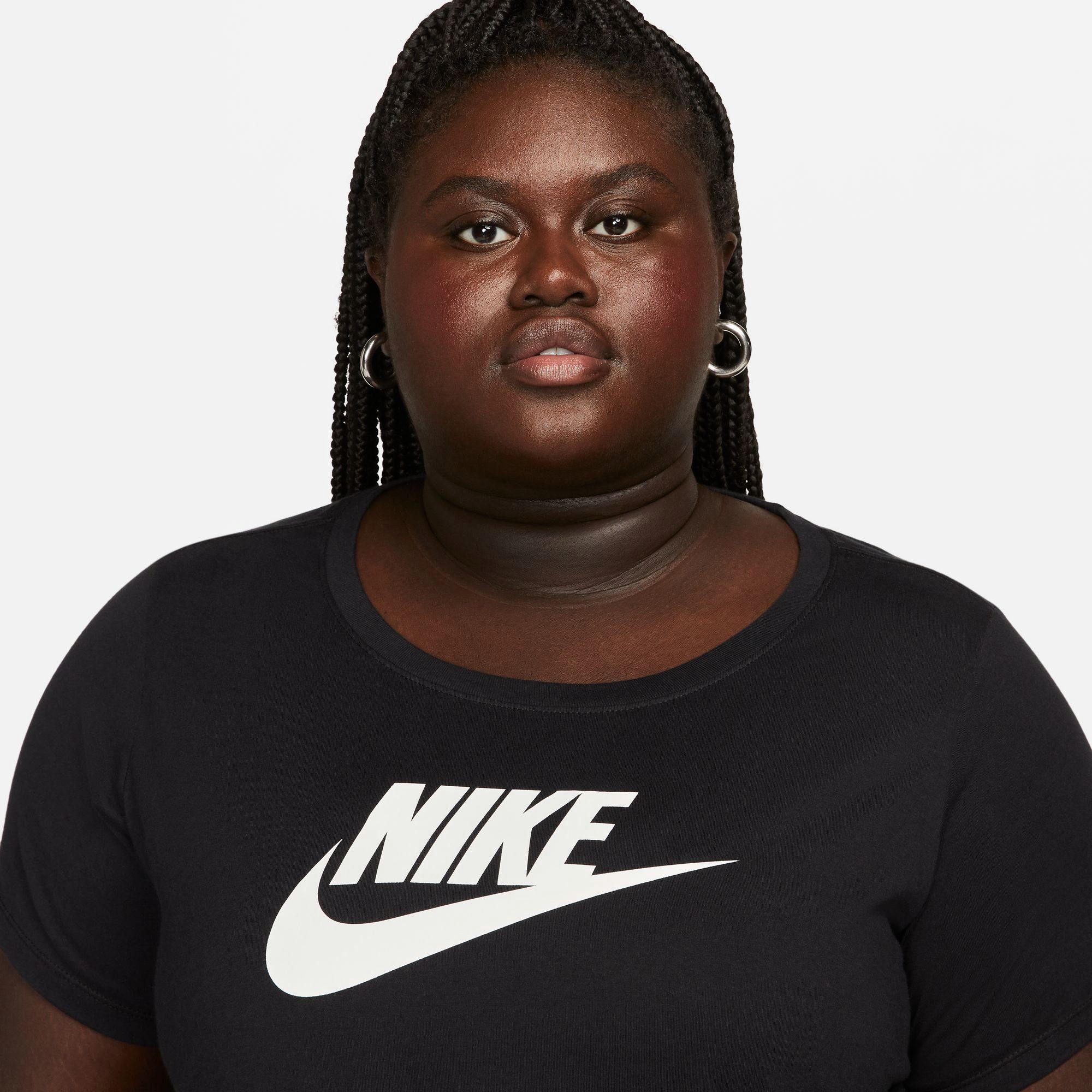 Nike Sportswear ESSENTIALS T-Shirt (PLUS T-SHIRT LOGO WOMEN'S schwarz SIZE)