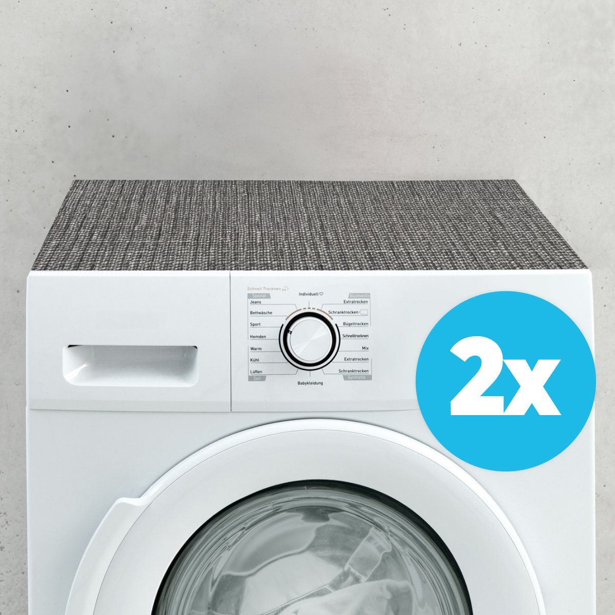 matches21 HOME & HOBBY Antirutschmatte Waschmaschinen-Auflagen 2er Set rutschfest 2er Metall-Optik grau, 2-St., Zuschneidbare Matte als Waschmaschinen-Abdeckung Trockner-Abdeckung
