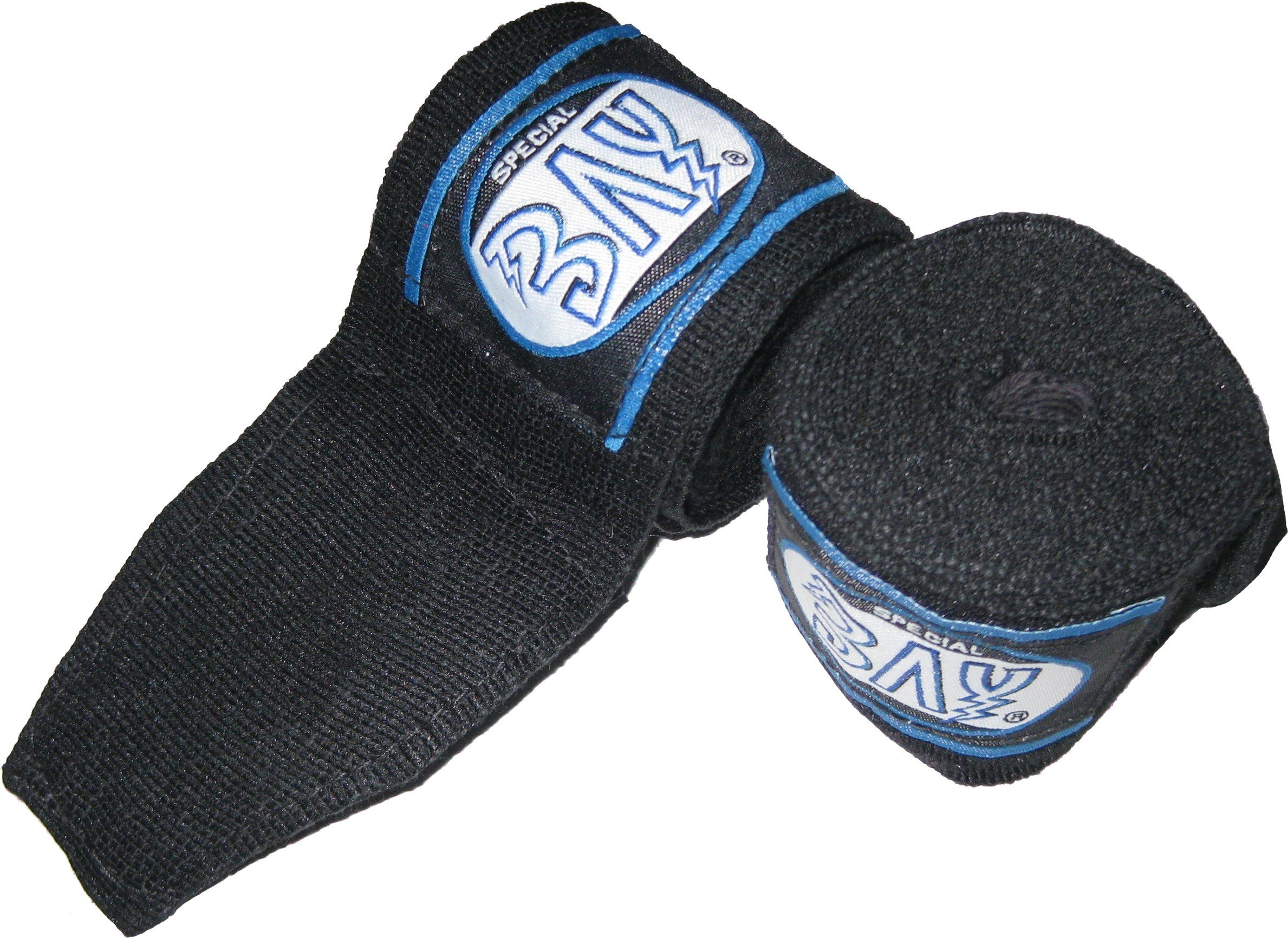 BAY-Sports Boxbandagen Basic Box-Bandagen Handbandagen 2,5 m Boxen Kickboxen MMA schwarz (Krav Maga, Thaiboxen, Kampfsport), Elastisch - Stretchmaterial mit Klettverschluss und Daumenschlaufe