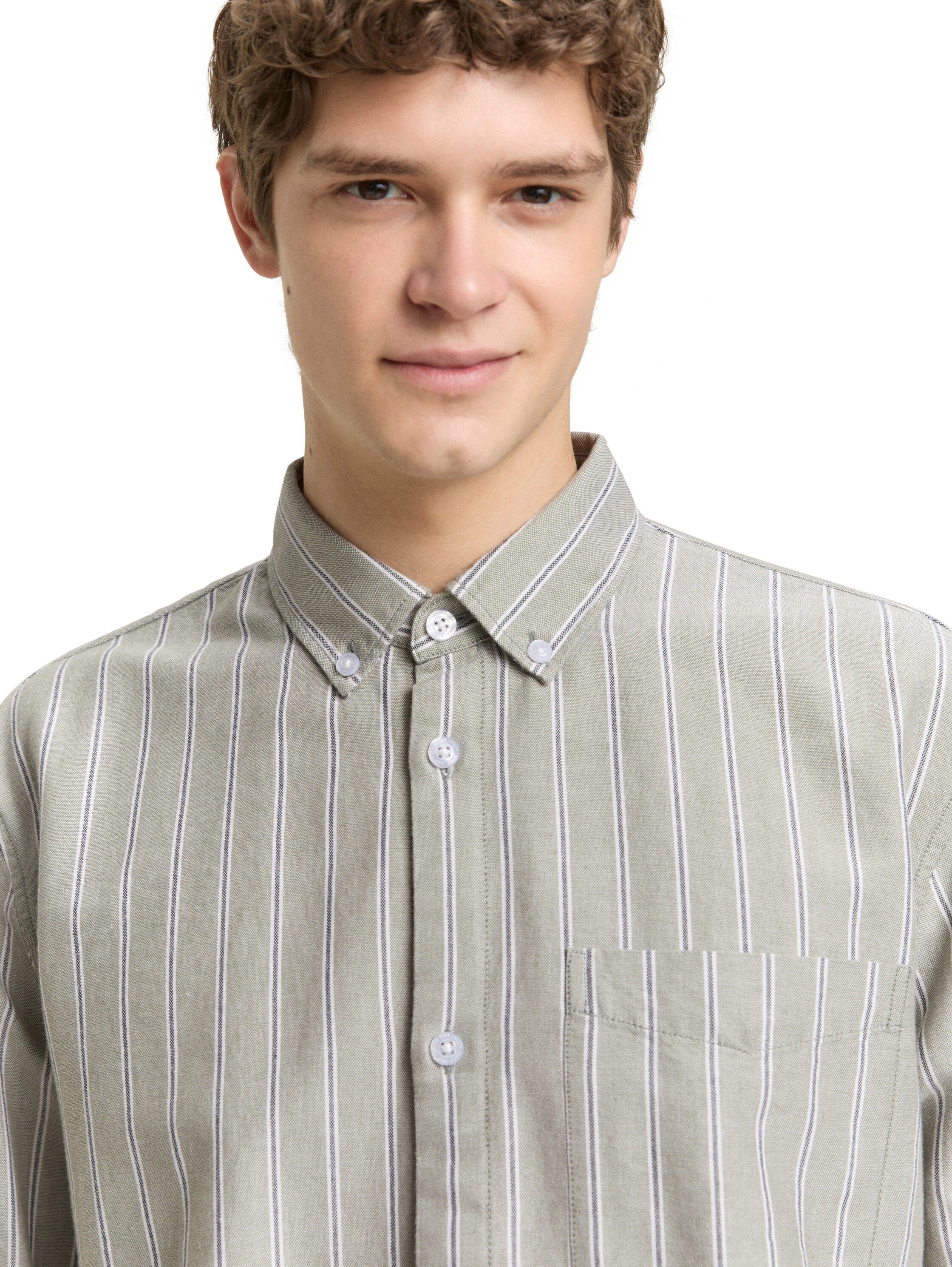 TOM TAILOR Denim Langarmhemd gestreift, mit Button-down-Kragen