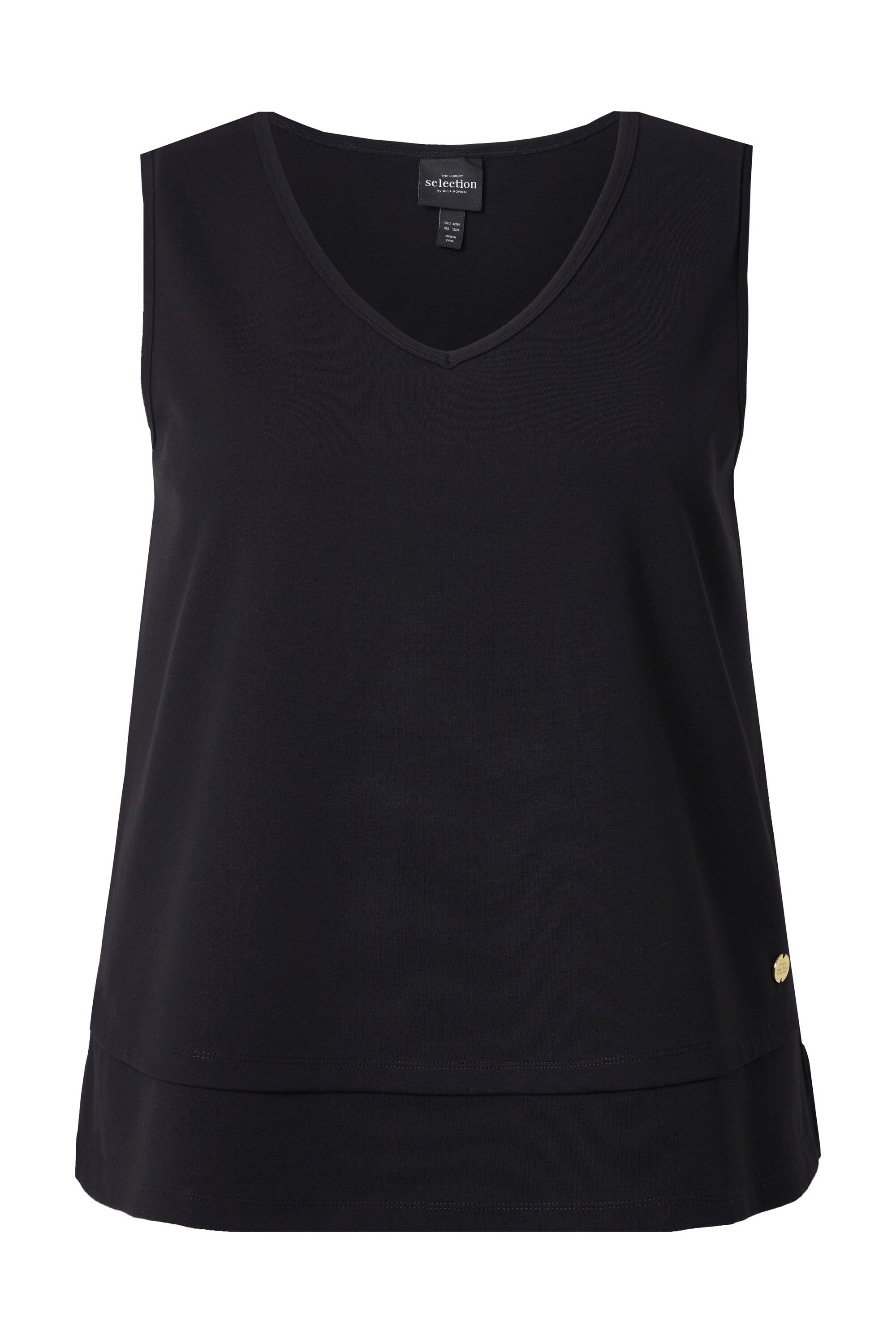 Ulla Popken Longtop Punto-Top A-Linie V-Ausschnitt ärmellos