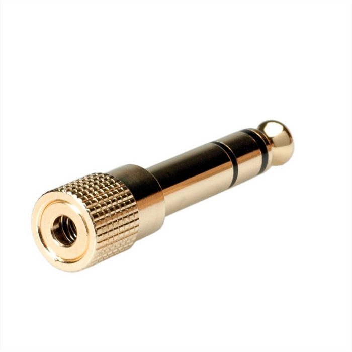 ROLINE GOLD Stereo Adapter 6 35 mm Stecker - 3 5 mm Buchse Audio-Kabel Klinke 6 35 mm 3-polig Stereo Männlich (Stecker) Klinke 3 5 mm 3-polig Stereo (Mini-Klinke) Weiblich (Buchse) (1.4 cm)