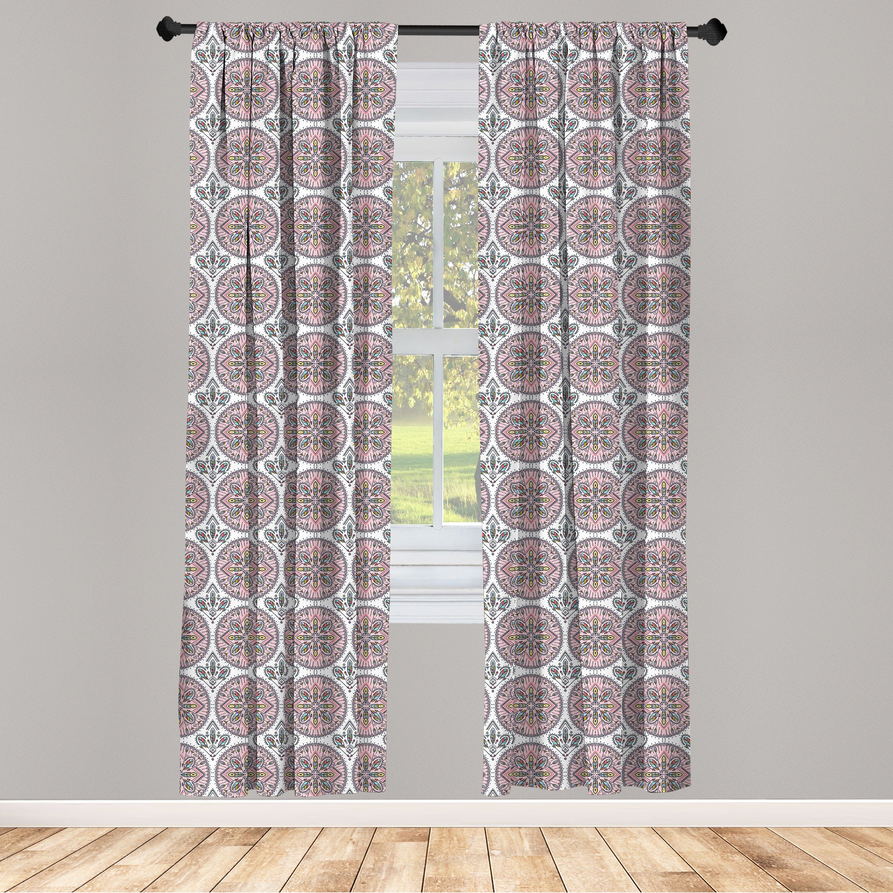Gardine Vorhang für Dekor, Boho Abakuhaus, Style-Medaillon Schlafzimmer Microfaser, Abstrakt Kunst Wohnzimmer