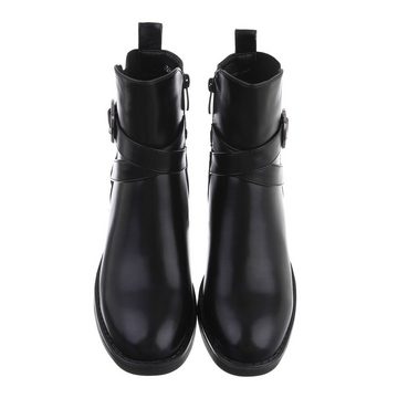 Ital-Design Damen Freizeit Stiefelette Blockabsatz Klassische Stiefeletten in Schwarz