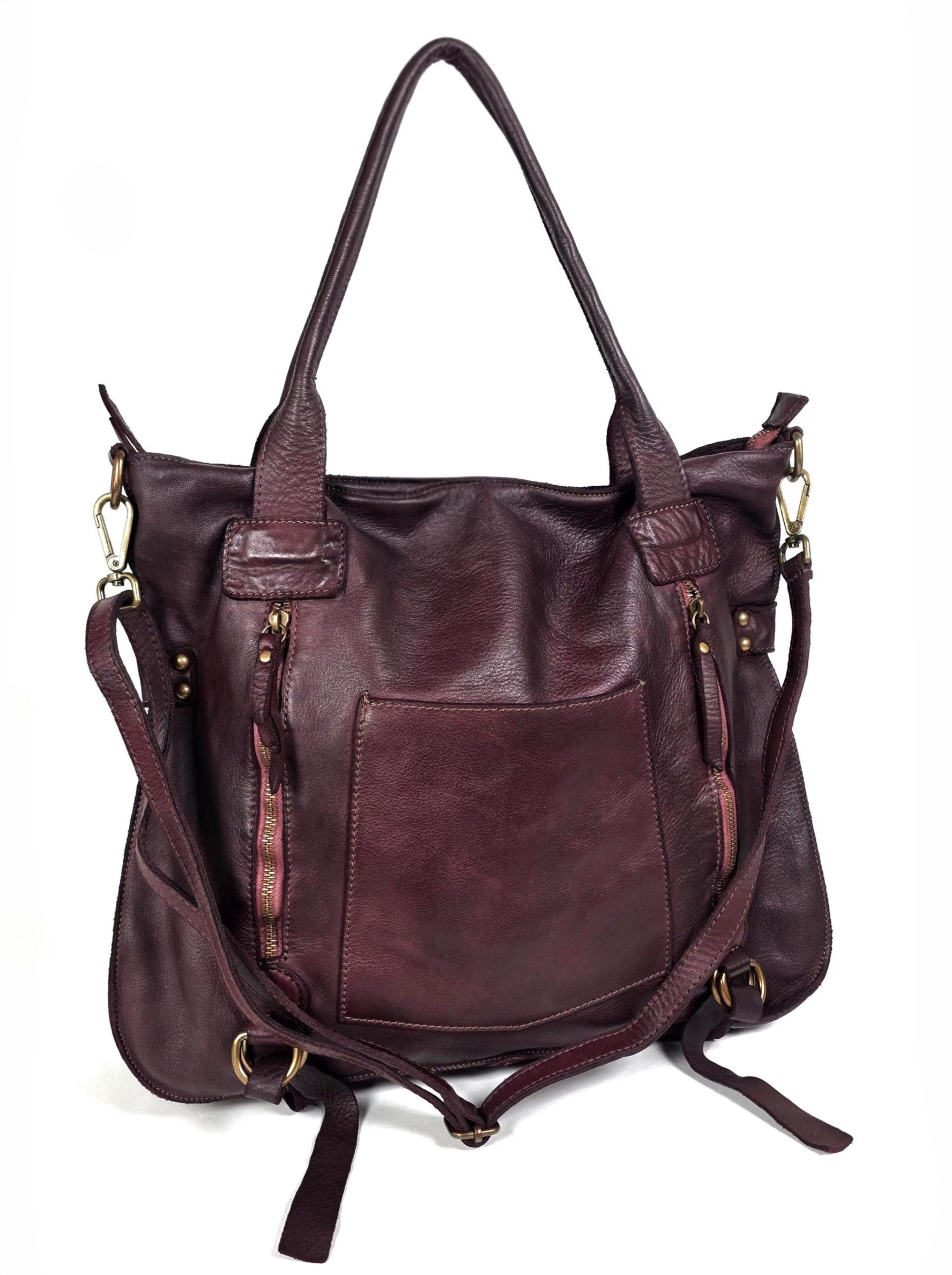 sanumi Schultertasche großer italienischer Ledershopper, Made in Italy, weiches Echtleder