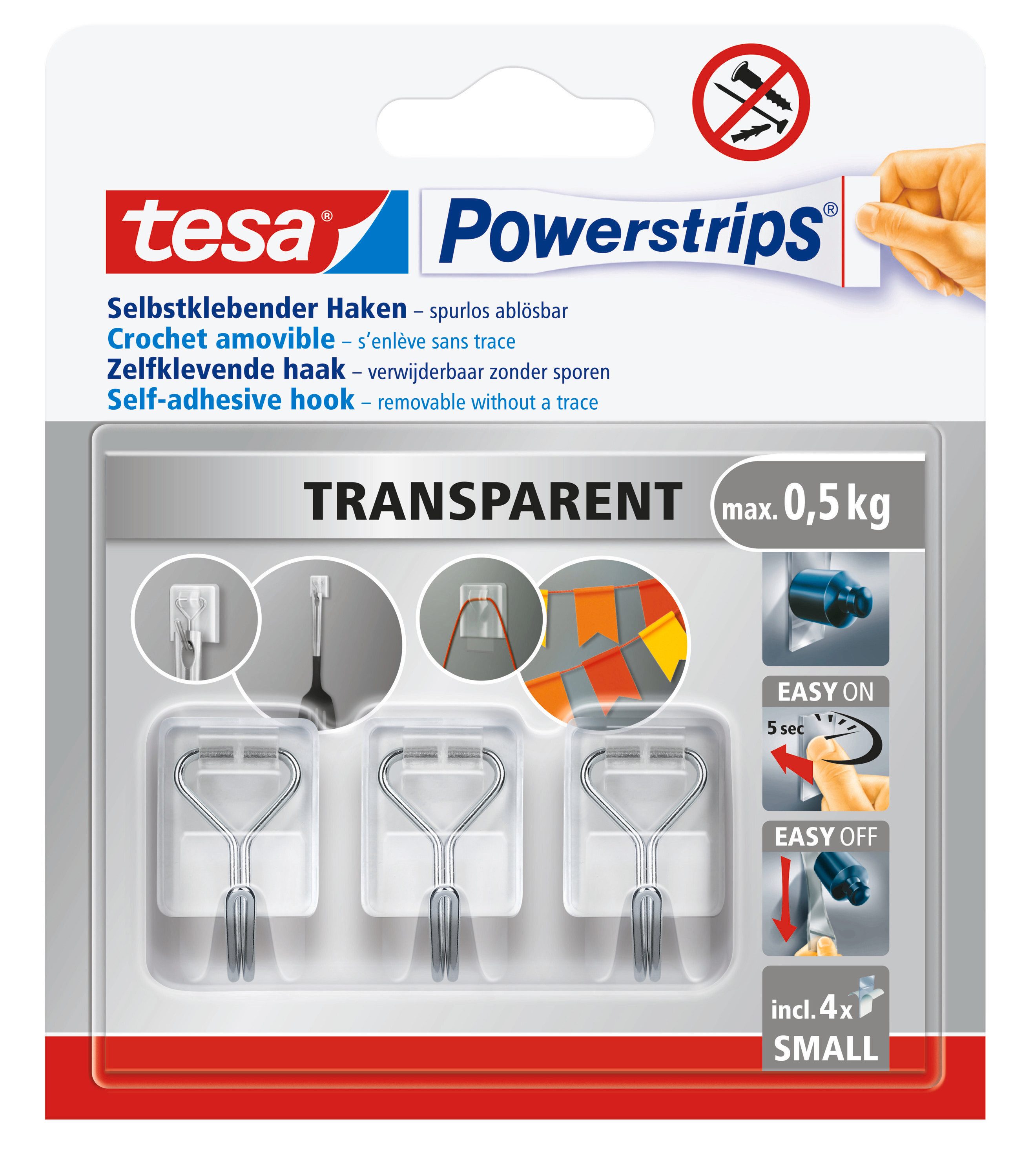 Klebehaken Powerstrips Small - selbstklebende Haken mit abnehmbaren Drahthaken