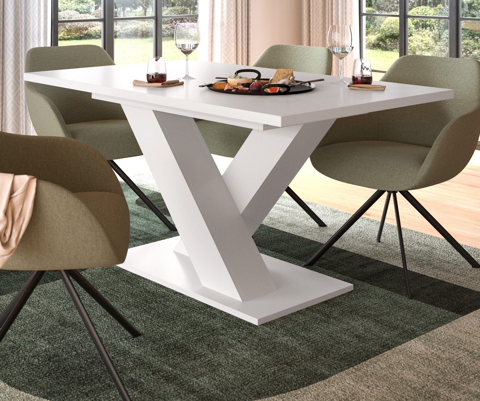 Inn.Furn Esstisch Home-X (Küchentisch in weiß, 150 x 90 cm, ausziehbar auf günstig online kaufen