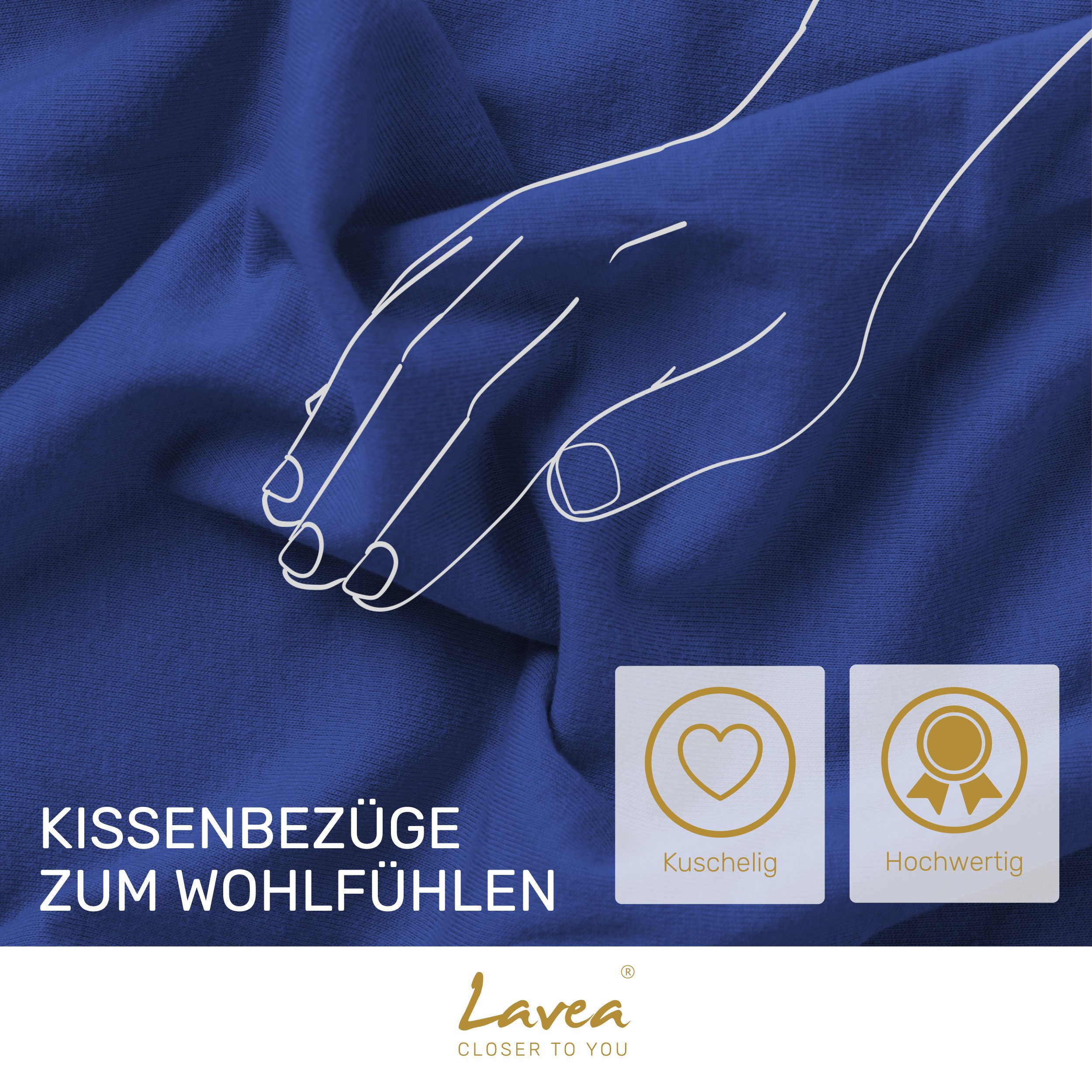 Lavea Kissenbezug 2er Set Kissenhülle Jersey, 100% Baumwolle, Kissenbezüge, (2 Stück), allergikerfreundlich - sicherer YKK-Reißverschluss - waschbar 60°C – Bild 5 von 5