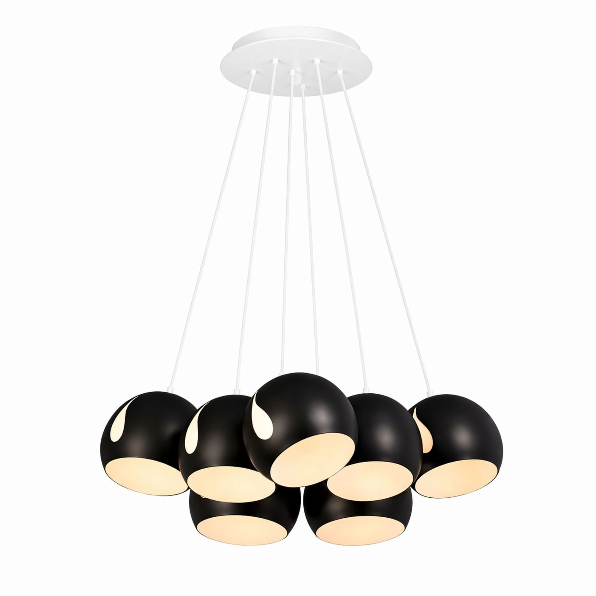 s.luce Pendelleuchte s.luce Ball Mehrfach-Pendelleuchte Cluster 7-flammig 7x20cm Schwarz