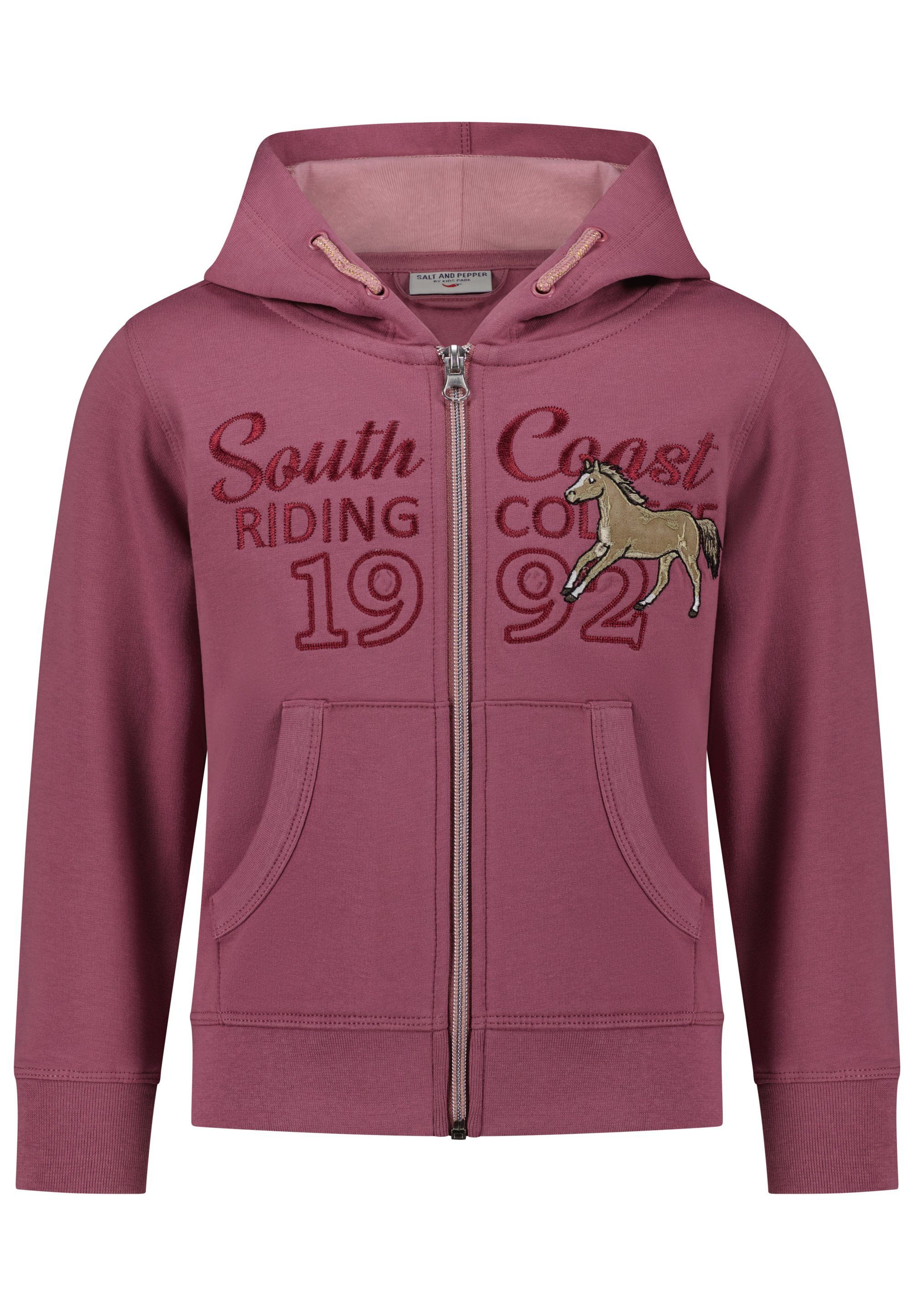 SALT AND PEPPER Sweatjacke Girls Jacket Hoodie Horse EMB (1-tlg) mauve