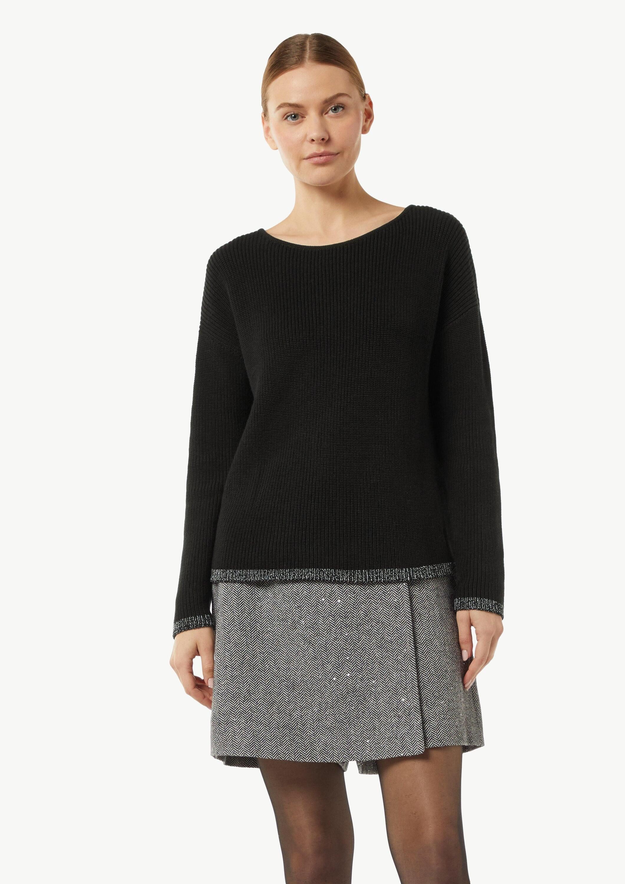 comma Longpullover Strickpullover Strickpullover mit Metallic-Garn-Details günstig online kaufen