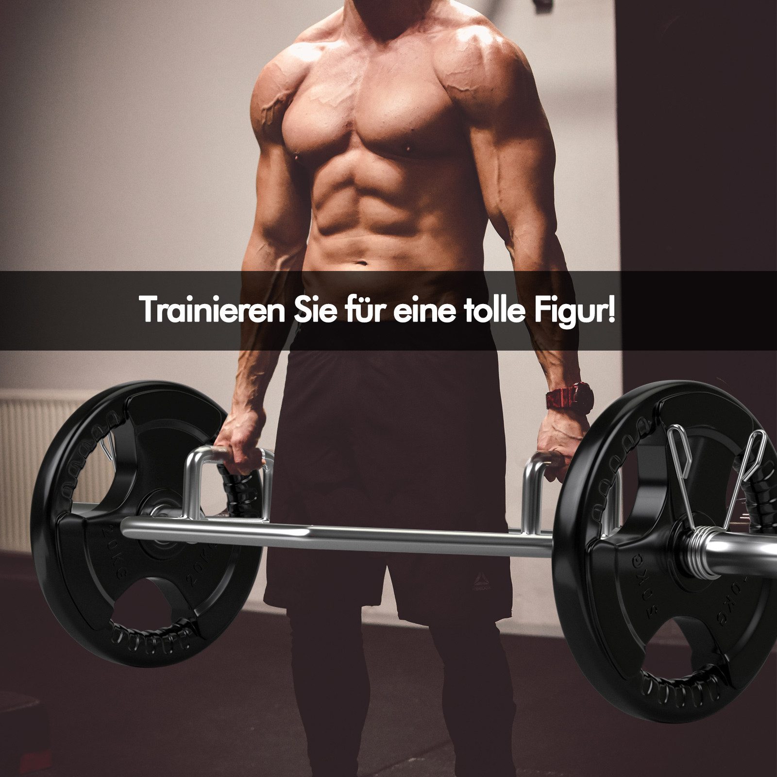 COSTWAY Langhantel, Olympische Trap Bar, 142 cm Hantelstange
