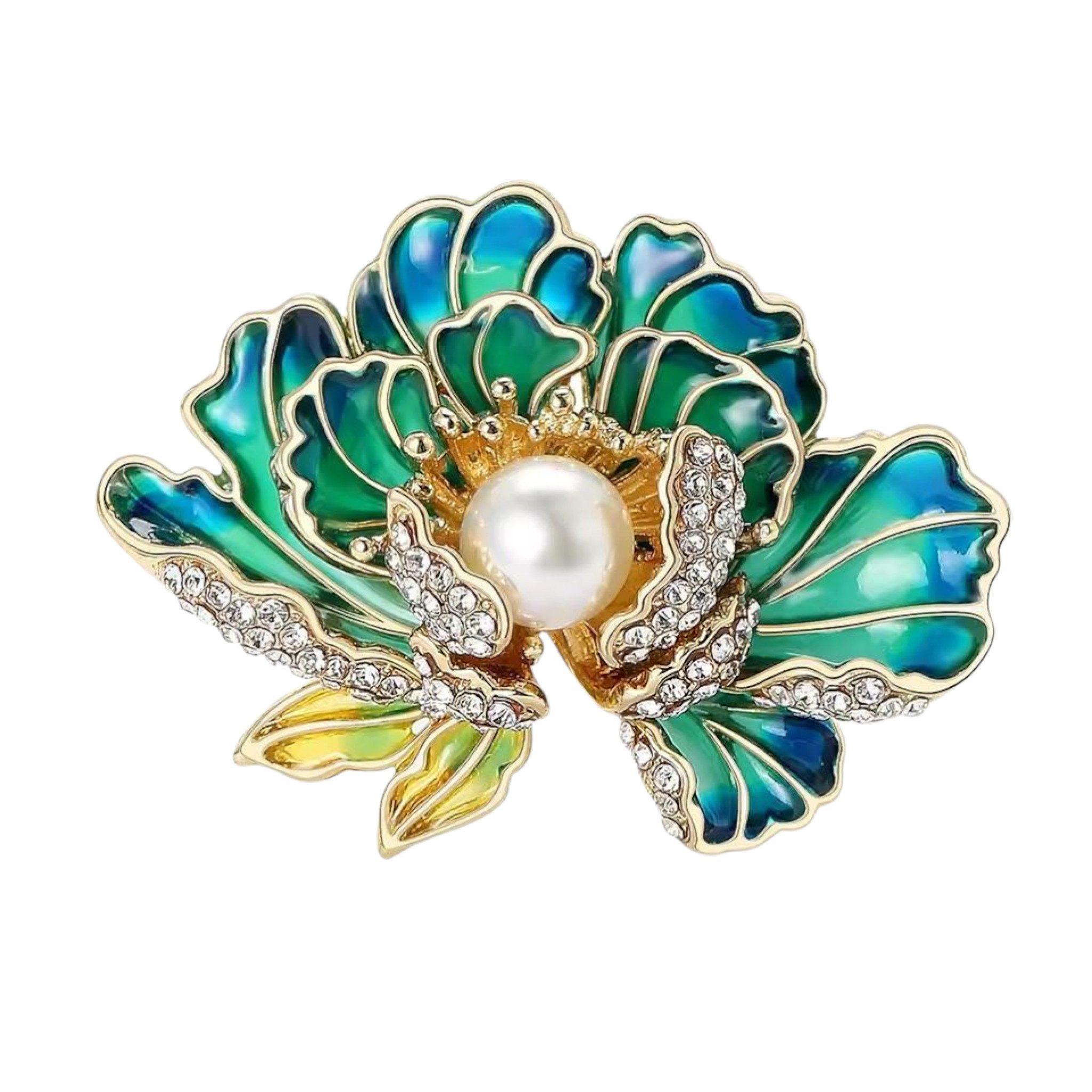 Dark-Desires Brosche Vintage Brosche Lotusblüte in blau-grün, Damen Brosche günstig online kaufen