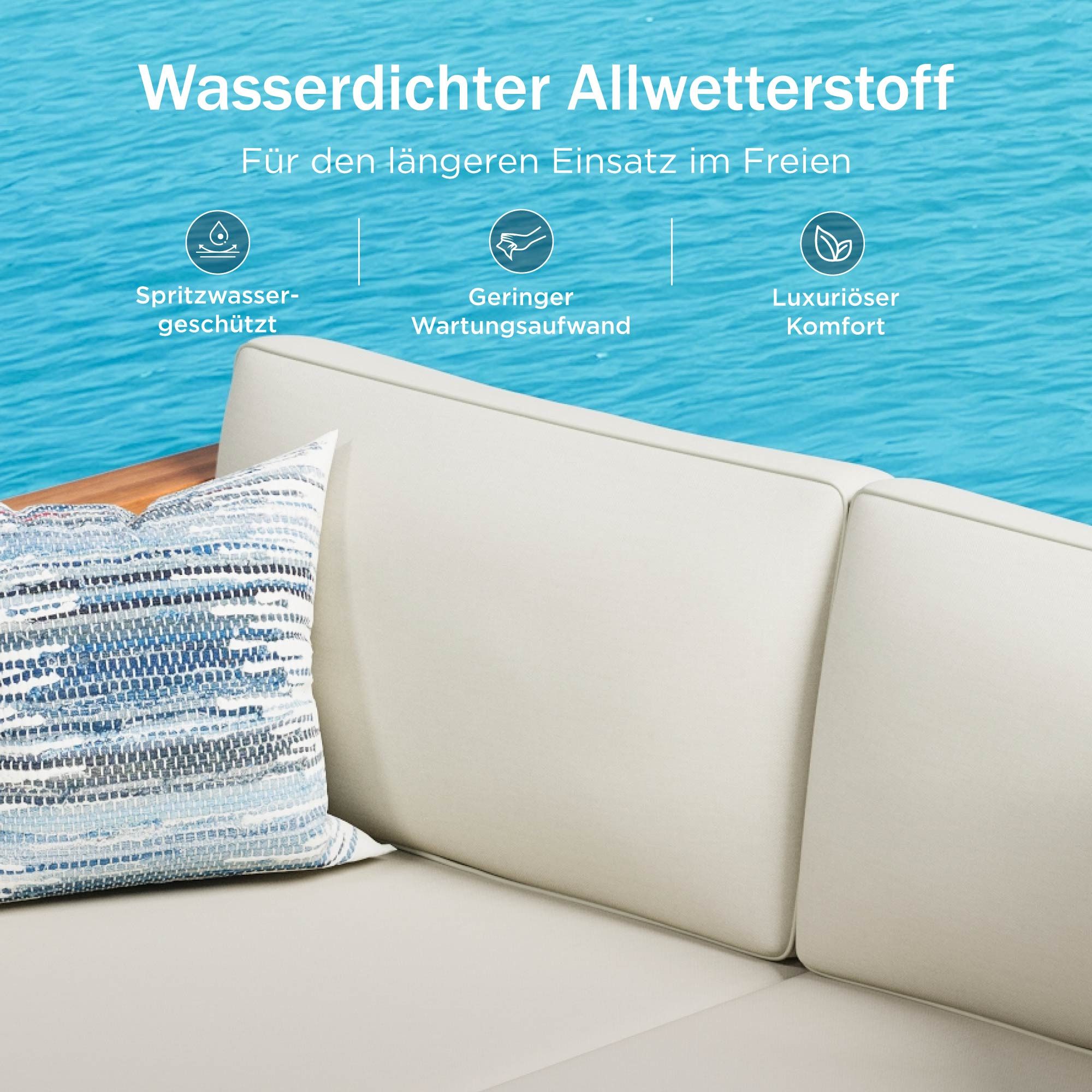PHI VILLA Gartenlounge-Set, (1 Chaiselongue, 1 Zweisitzer-Sofa und 1 Kleiner Couchtisch, PE Rattan Lounge Möbel Outdoor), 4 Personen Terassenmöbel Außen Gartensofa
