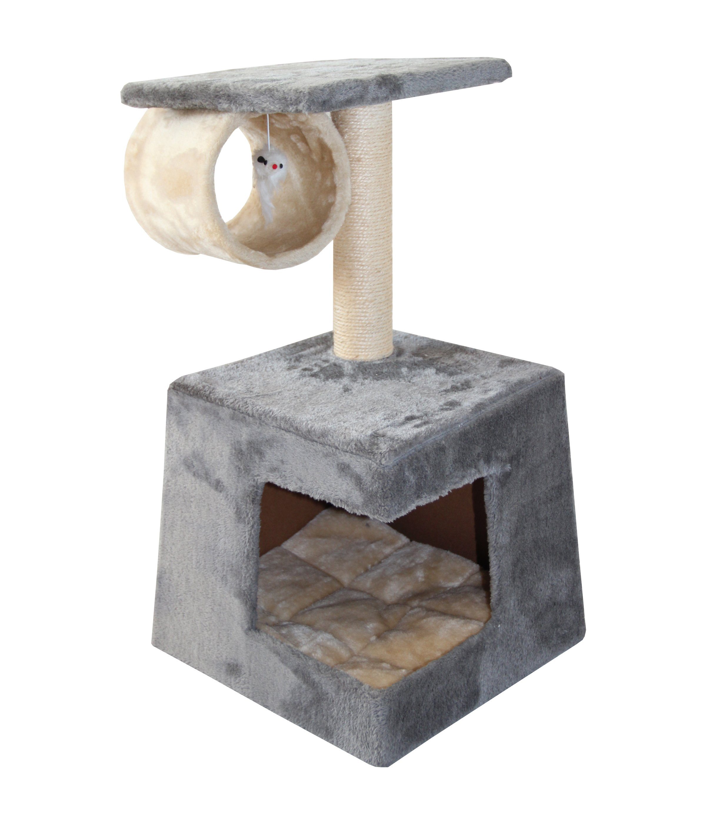 Dehner Kratzbaum Katzen-Kratzbaum Corner, 63 x 35 x 35 cm, Sisal, stabiler Spielbaum mit Sisal-Kratzstamm und kuscheligem Liegekissen