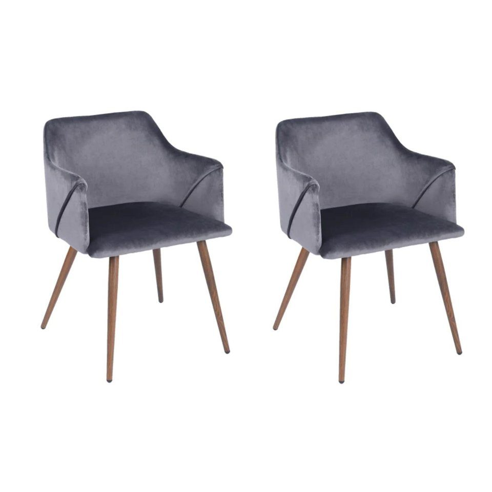 Coonoor Esszimmersessel Samtiger Designerstuhl mit Holzbeinen Eleganz trifft auf Metallgestell (2-St), Maximales Stuhlgewicht: 250 lbs, Samtstoff
