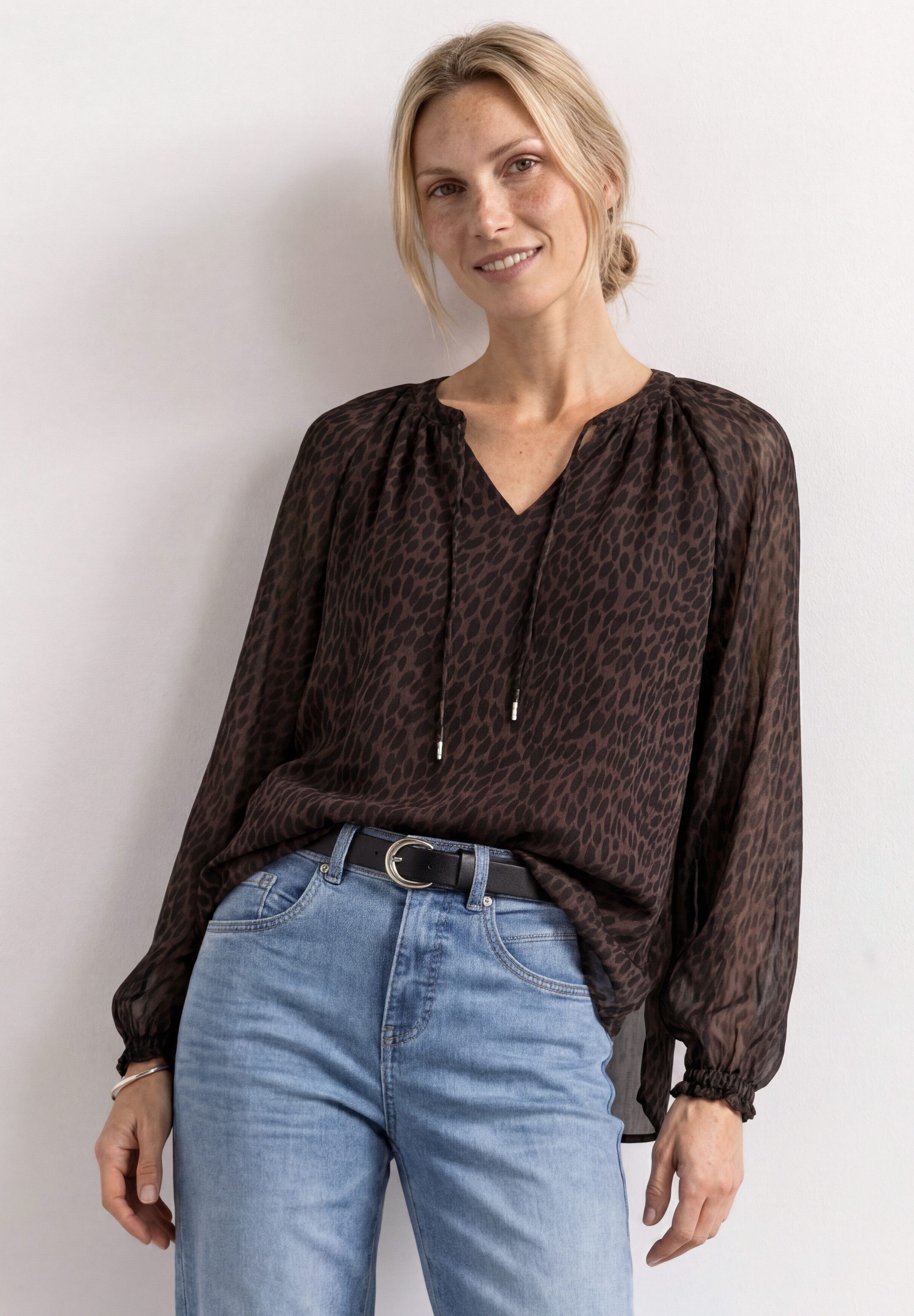 STREET ONE Langarmbluse mit Chiffon-Layer