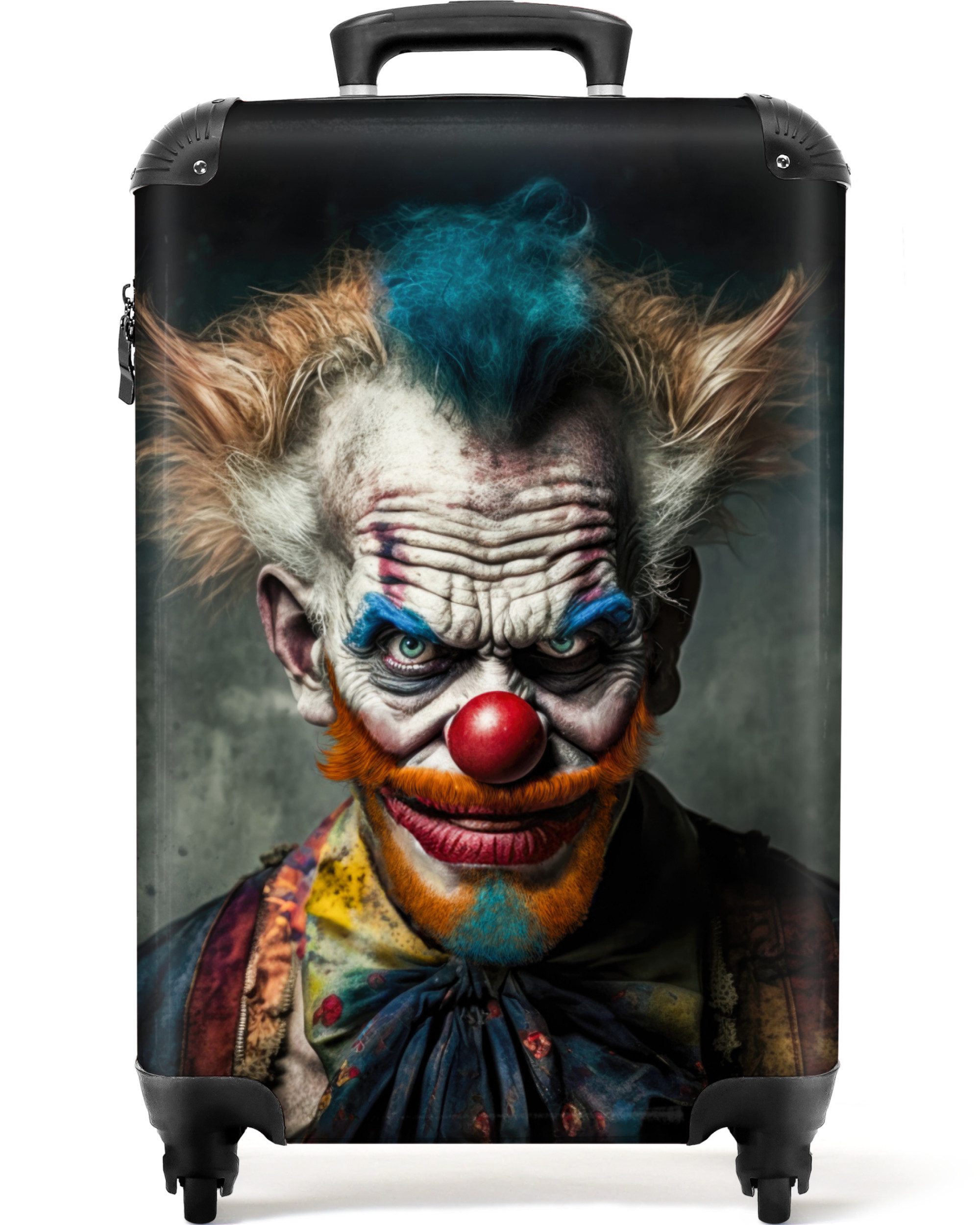 Hartschalen-Trolley Clown - Porträt - Make-up - Clownsnase - Kleidung 55x35x20cm