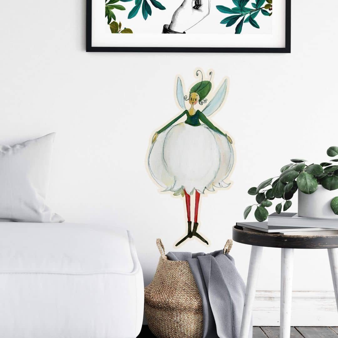 K&L Wall Art Wandtattoo Wandtattoo Schutzengel Leffler Wohnzimmer Maiglöckchen Elfe Mai, Wandbild selbstklebend, entfernbar