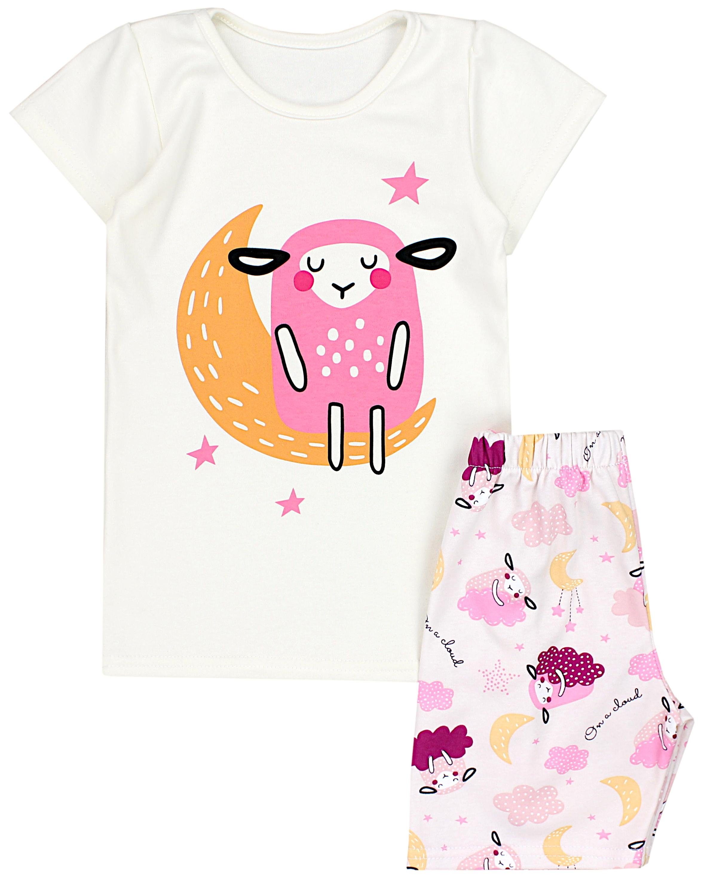 / Kinder 2-teilig Pyjama TupTam Mädchen / / Rosa Mond Schäfchen Kurzarm Ecru Set Schlafanzug Schlafanzug TupTam