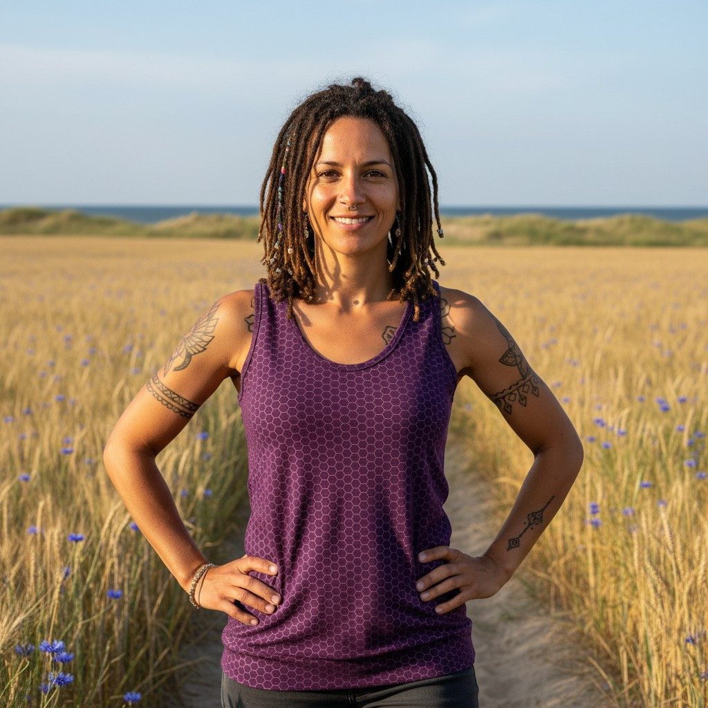 Guru-Shop T-Shirt Yoga Shirt Baumwolle, Tank Top - violett Festival, Ethno günstig online kaufen