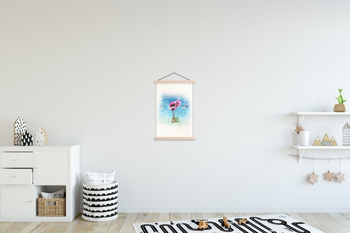 Wohnzimmer, - Boot Posterleiste, Poster Blume für Bilderleiste, MuchoWow Aquarell, Magnetisch St), Textilposter - (1