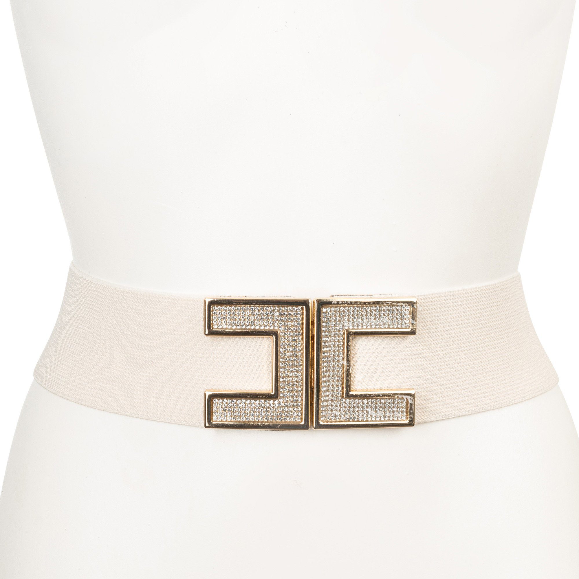 Cassandra Accessoires Taillengürtel "Strass" Stretchgürtel mit Hakenverschluß mit Straßsteinen creme | Taillengürtel